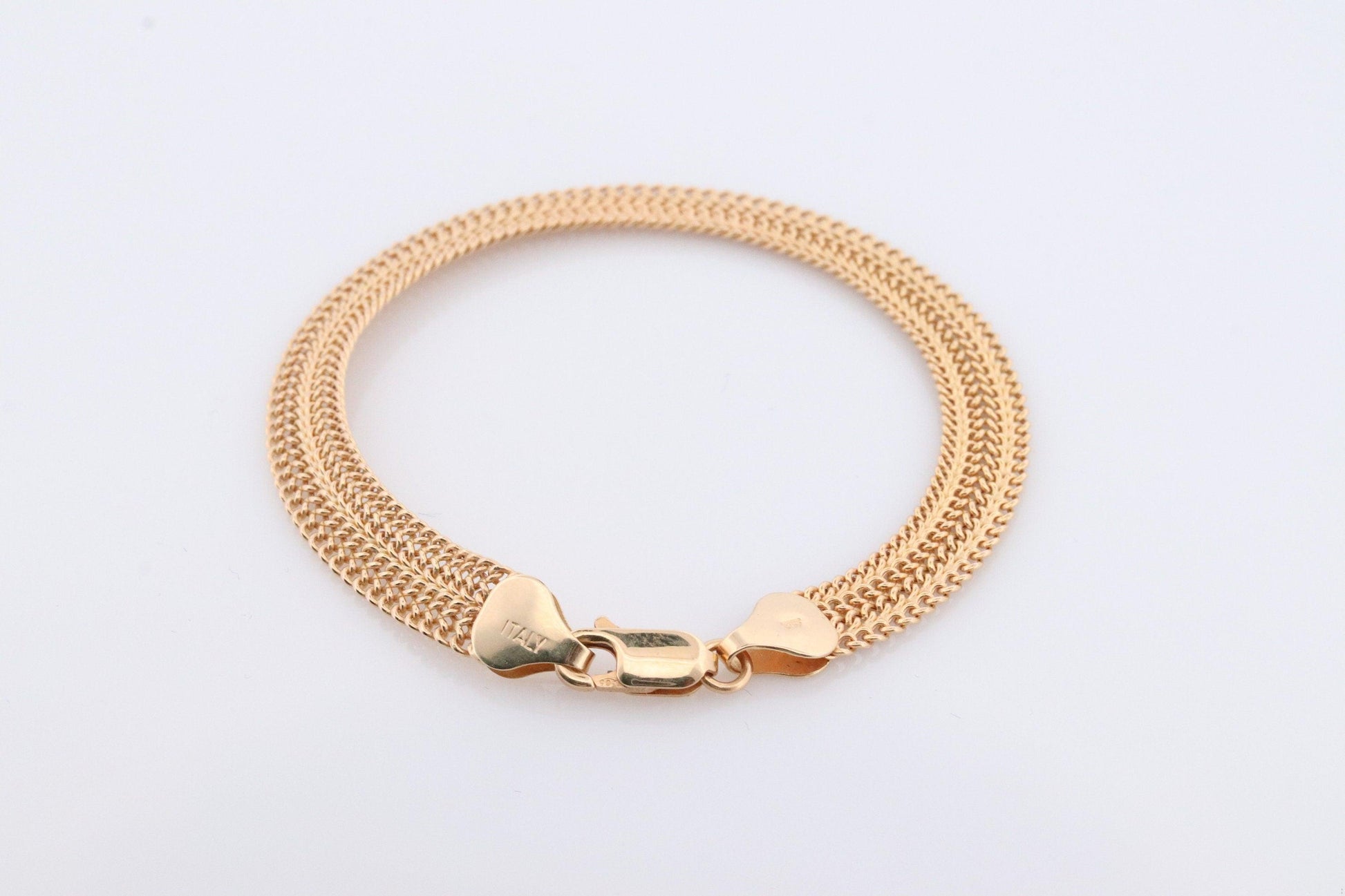 14k Bismark Chain Mesh Bracelet. 14k Chain Mesh Yellow gold Italian Bracelet