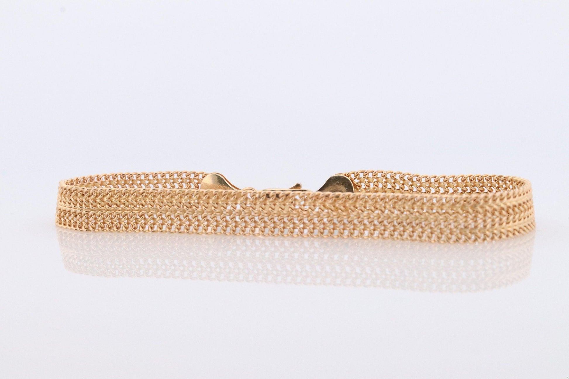 14k Bismark Chain Mesh Bracelet. 14k Chain Mesh Yellow gold Italian Bracelet