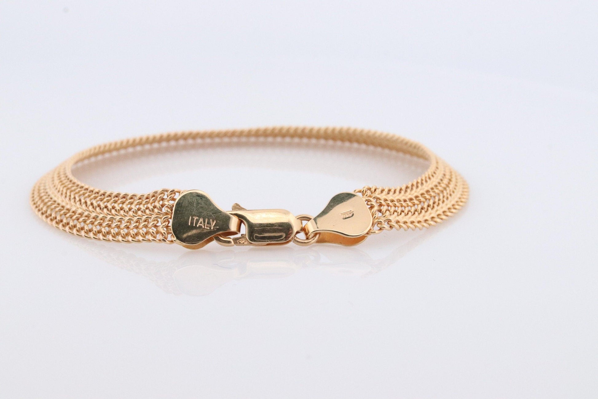 14k Bismark Chain Mesh Bracelet. 14k Chain Mesh Yellow gold Italian Bracelet