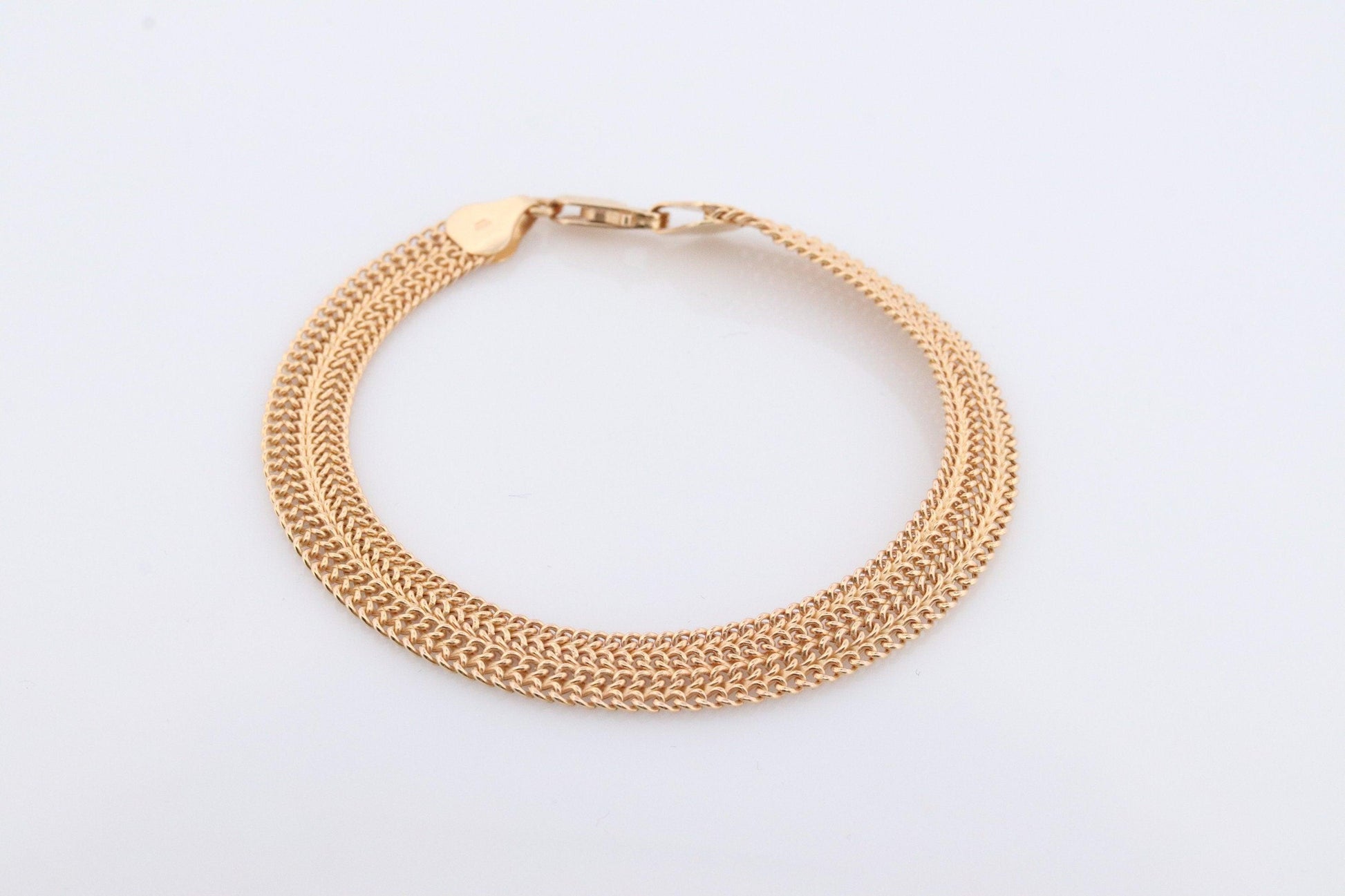 14k Bismark Chain Mesh Bracelet. 14k Chain Mesh Yellow gold Italian Bracelet
