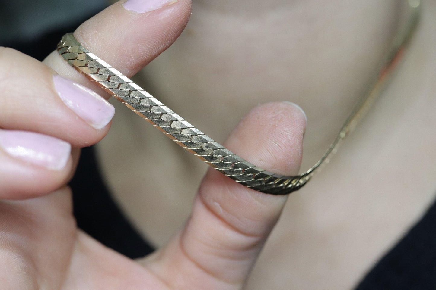 14k Herringbone Chain Necklace 5mm 19in 19.2 grams. Made by ACA Italy