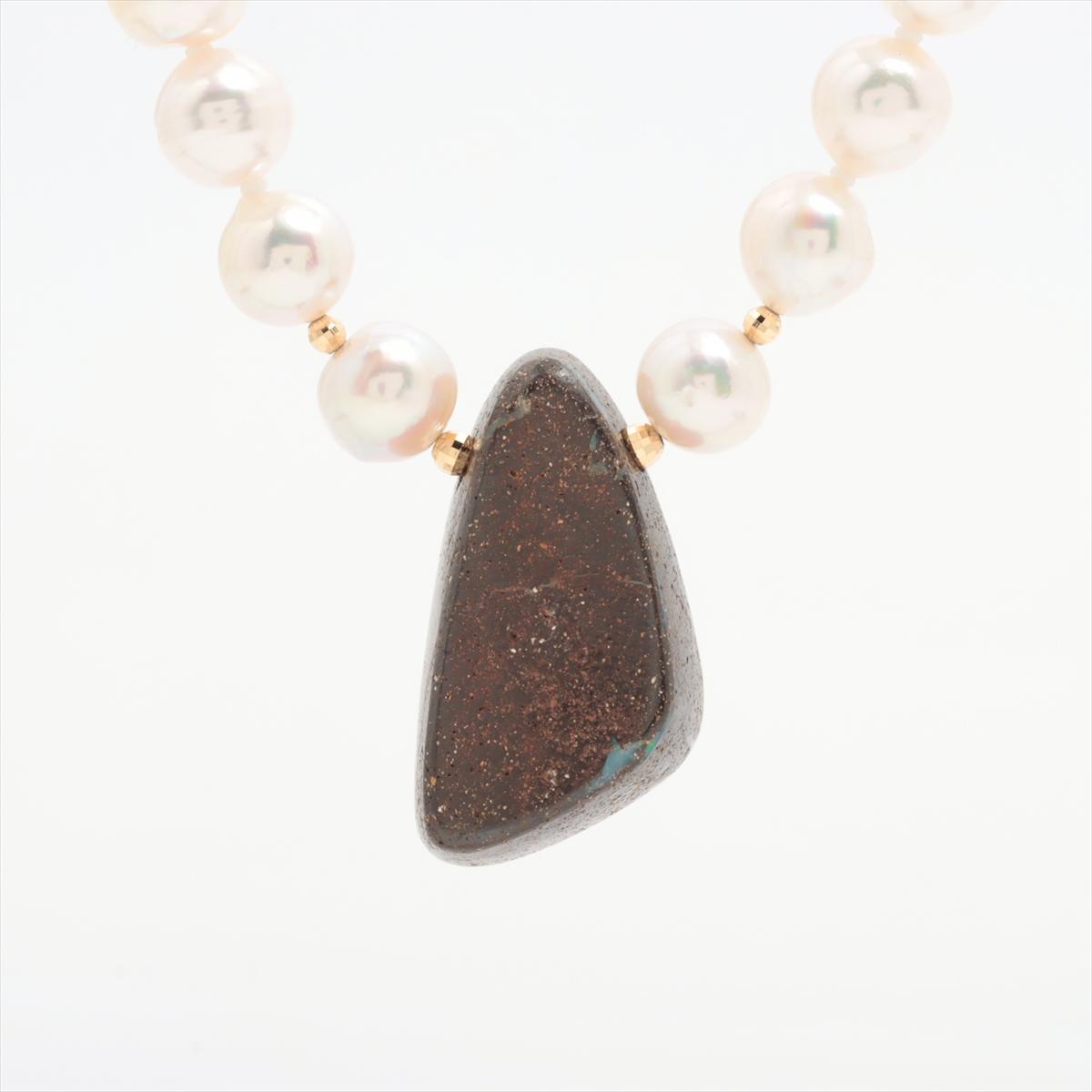 Boulder Opal Pendant. Pearl Necklace with Natural Boulder Opal pendant. Stunning