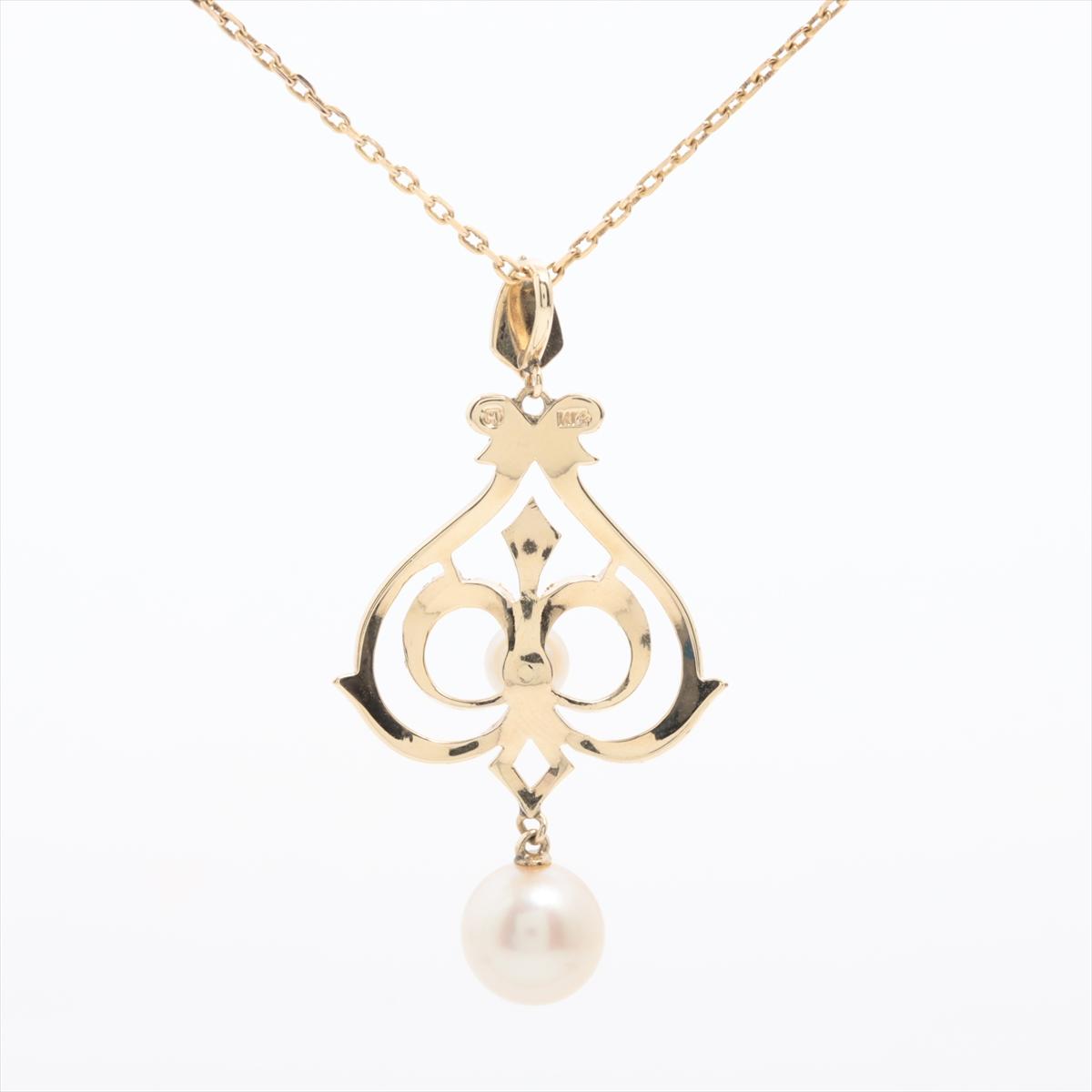 Mikimoto Pendant. 14k Gold Mikimoto Lavaliere Lavalier Dangle Pearl Necklace.