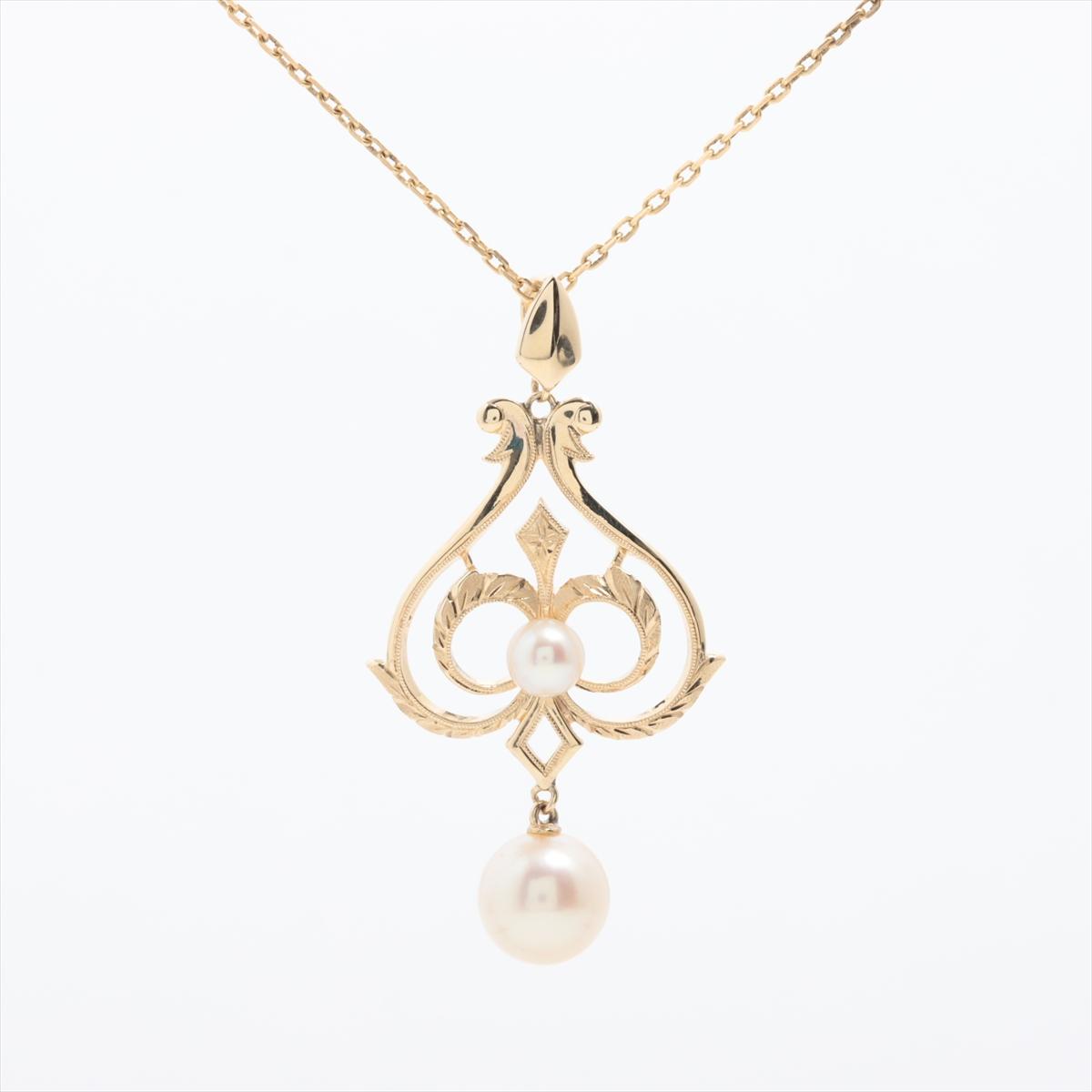 Mikimoto Pendant. 14k Gold Mikimoto Lavaliere Lavalier Dangle Pearl Necklace.