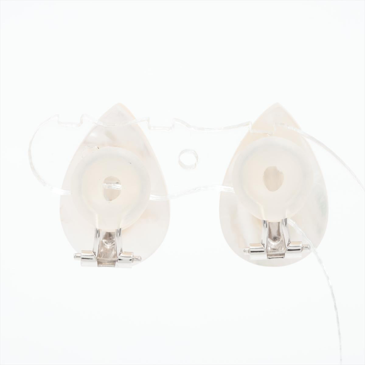 Large Mabe Pearl Earrings. 14k White Gold Clip On Un pierced Drop Pear MABE