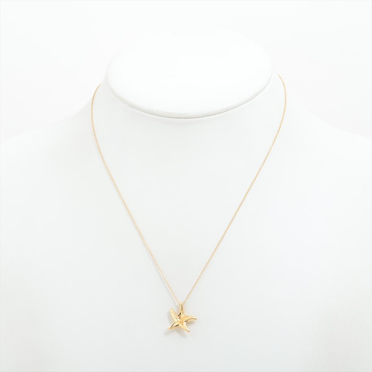 Tiffany & Co 18k Gold Chain and Star Pendant Necklace 750 Yellow Gold Star Fish