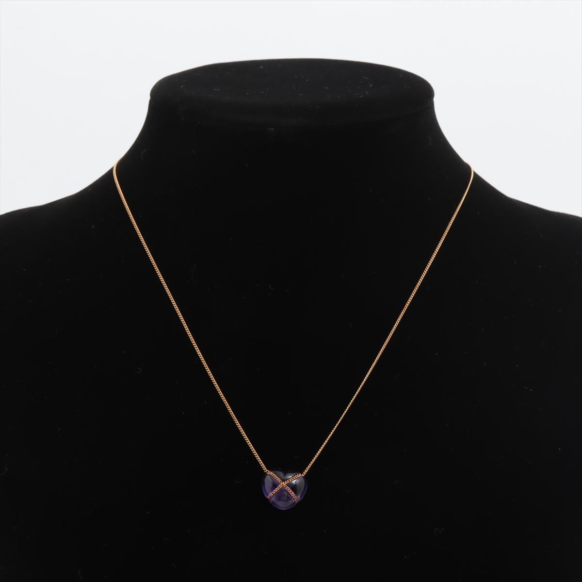 Tiffany and Co Heart Pendant 18k Tiffany Elsa Peretti Amethyst Cabochon Necklace