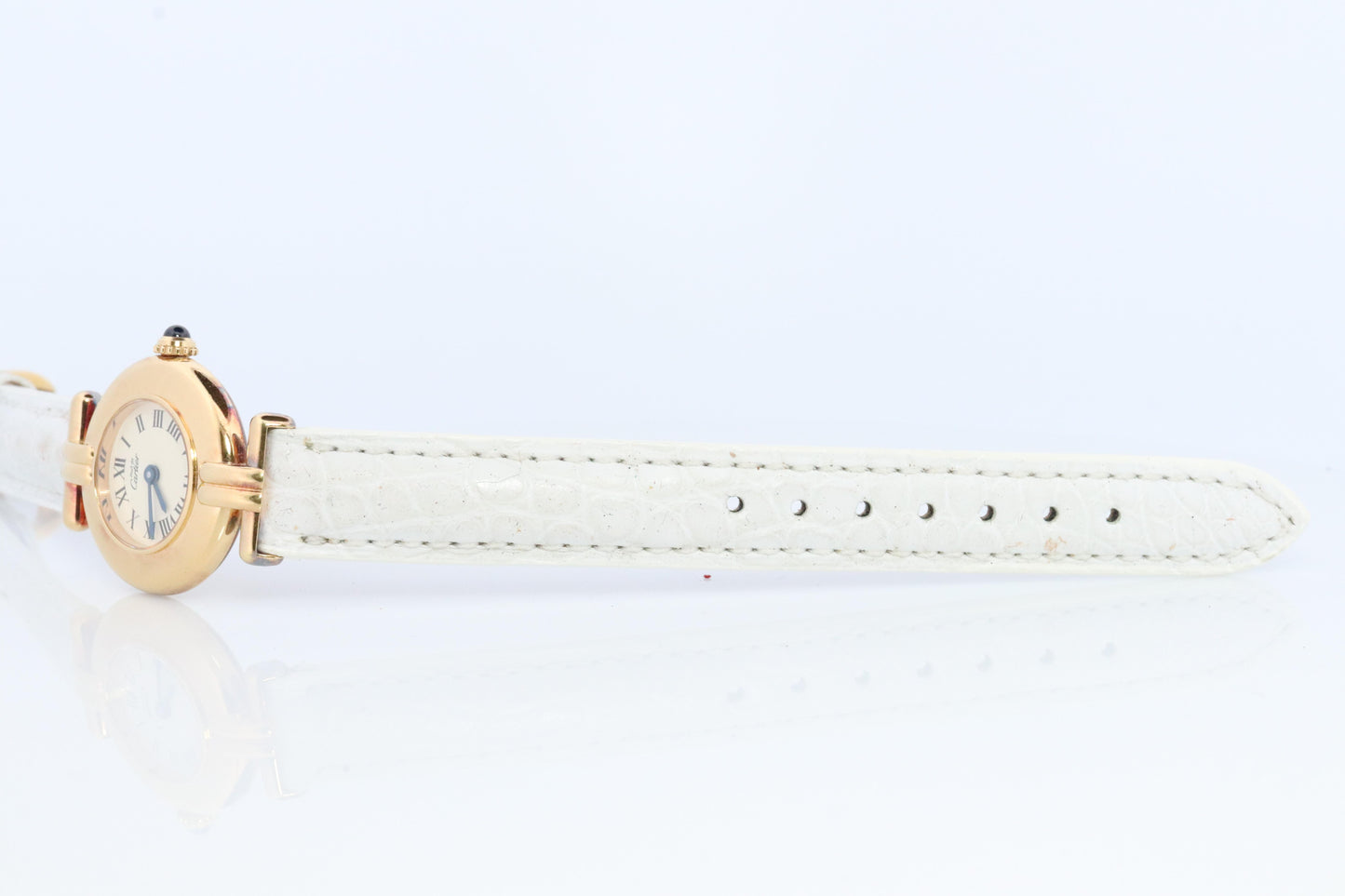 Genuine Cartier Watch. Must de Cartier Colisee Round Argent Vermeil 59002 White