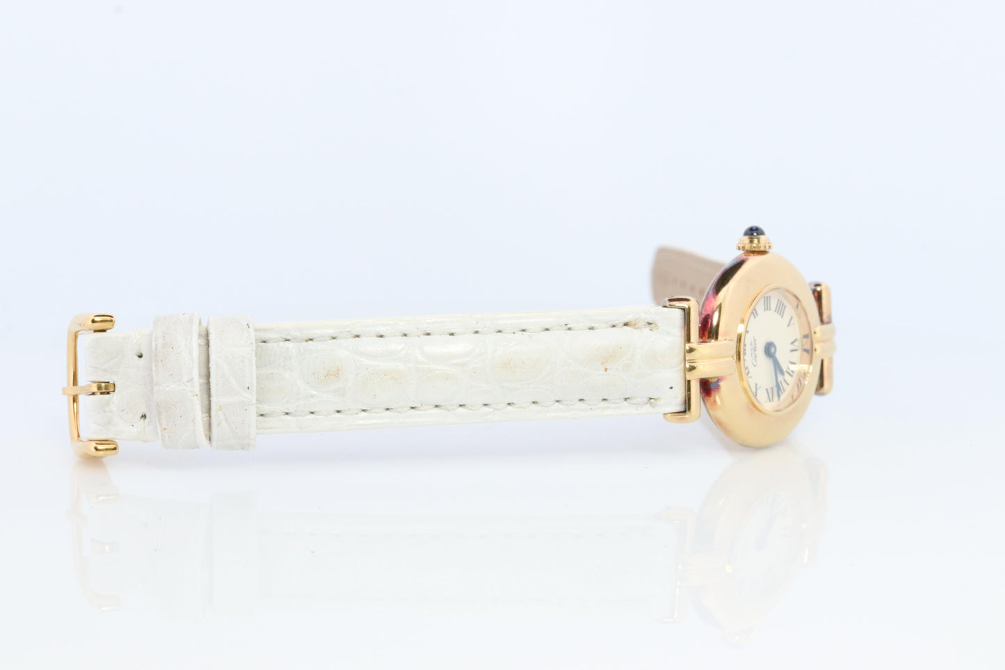 Genuine Cartier Watch. Must de Cartier Colisee Round Argent Vermeil 59002 White