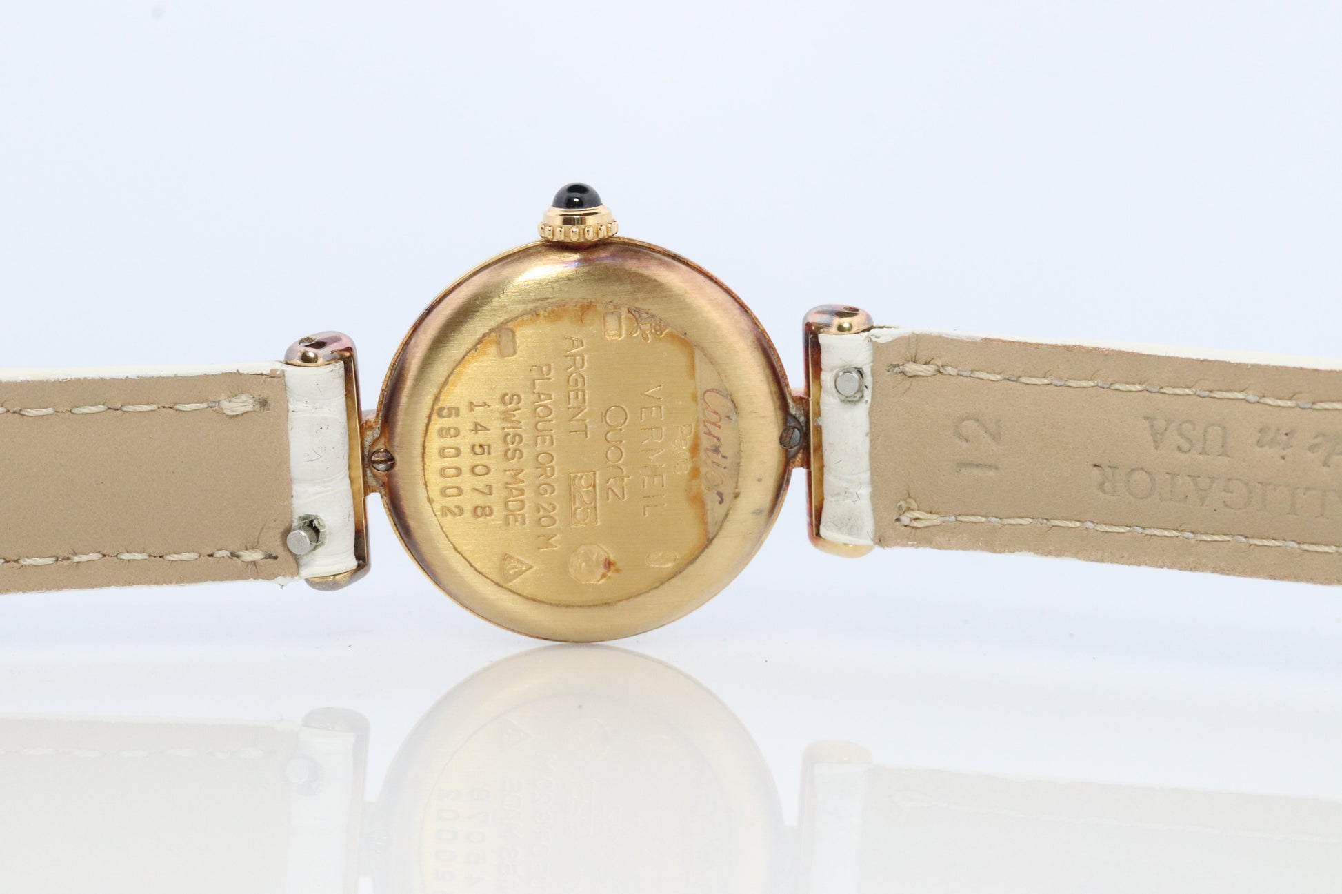 Genuine Cartier Watch. Must de Cartier Colisee Round Argent Vermeil 59002 White