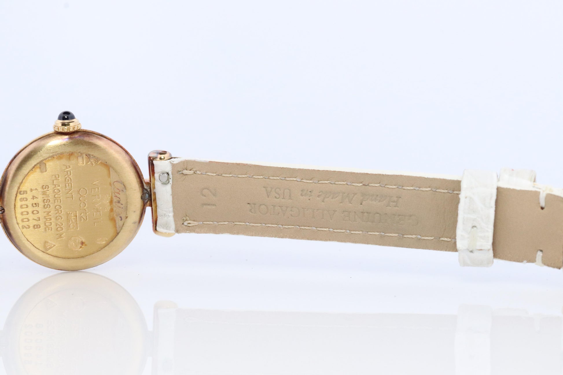 Genuine Cartier Watch. Must de Cartier Colisee Round Argent Vermeil 59002 White