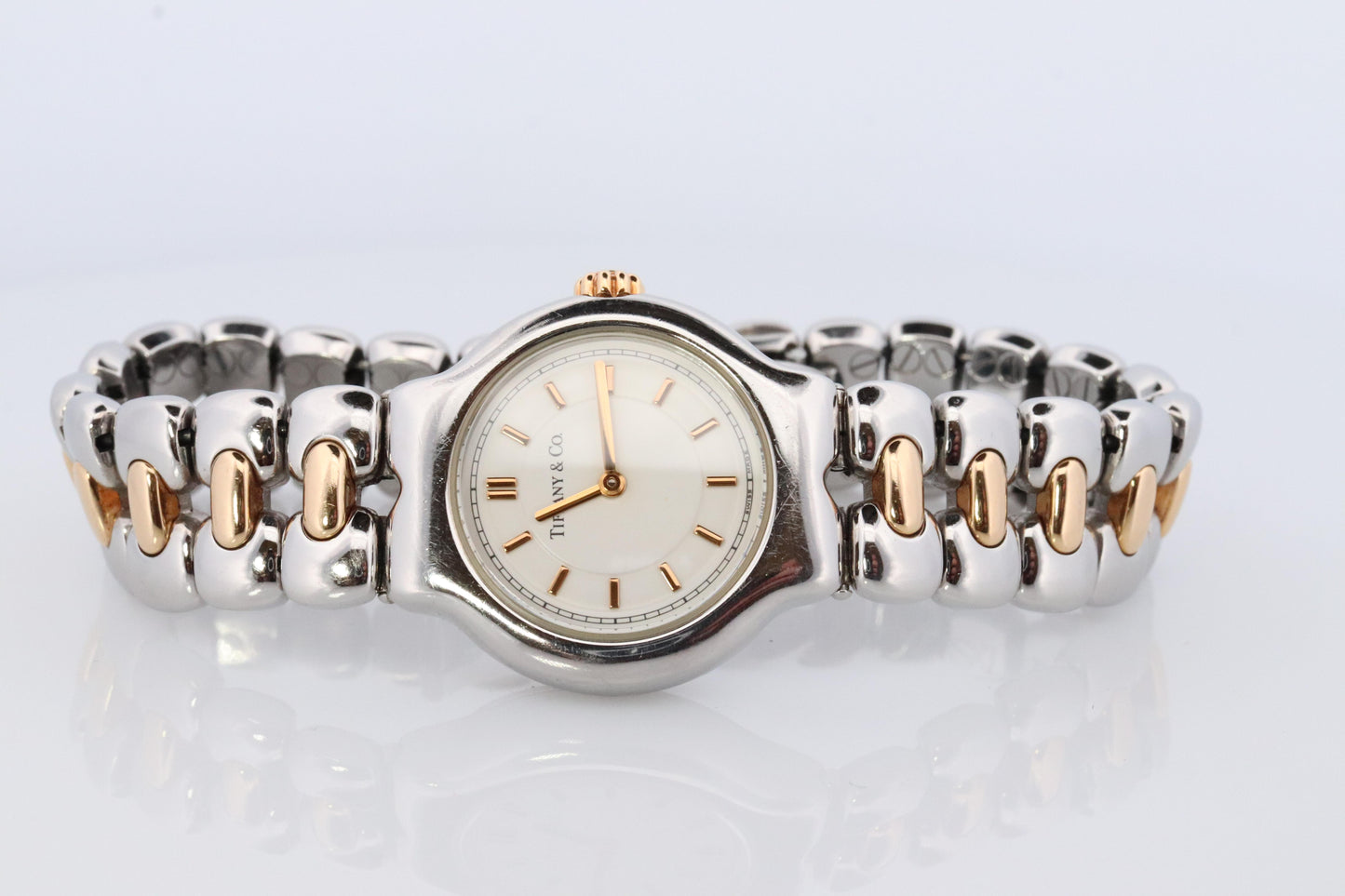Tiffany and Co Watch. 18k Tiffany Tesoro Stainless Steel Ladies 25mm Wristwatch