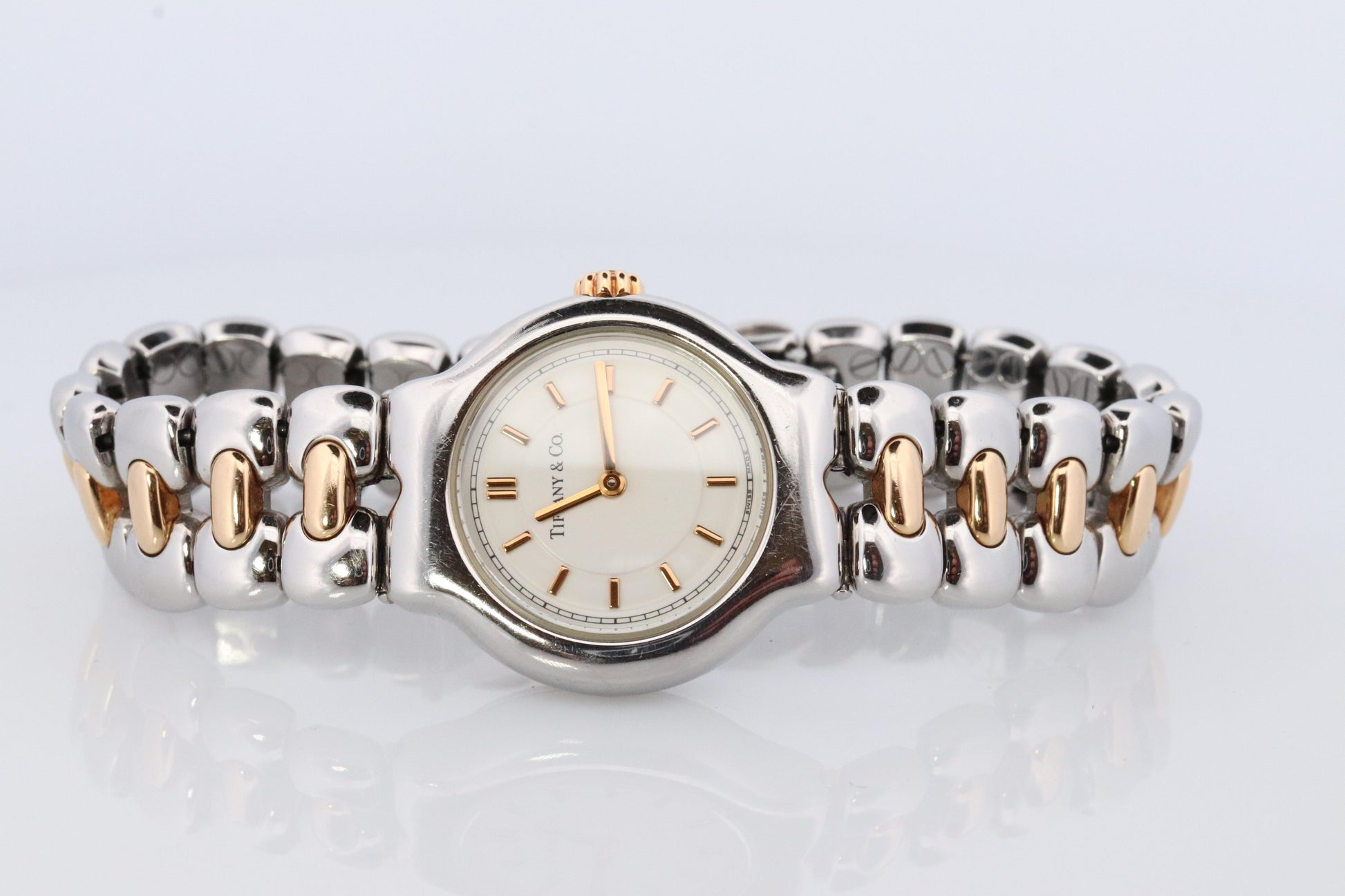 Tiffany and Co Watch. 18k Tiffany Tesoro Stainless Steel Ladies 25mm Wristwatch