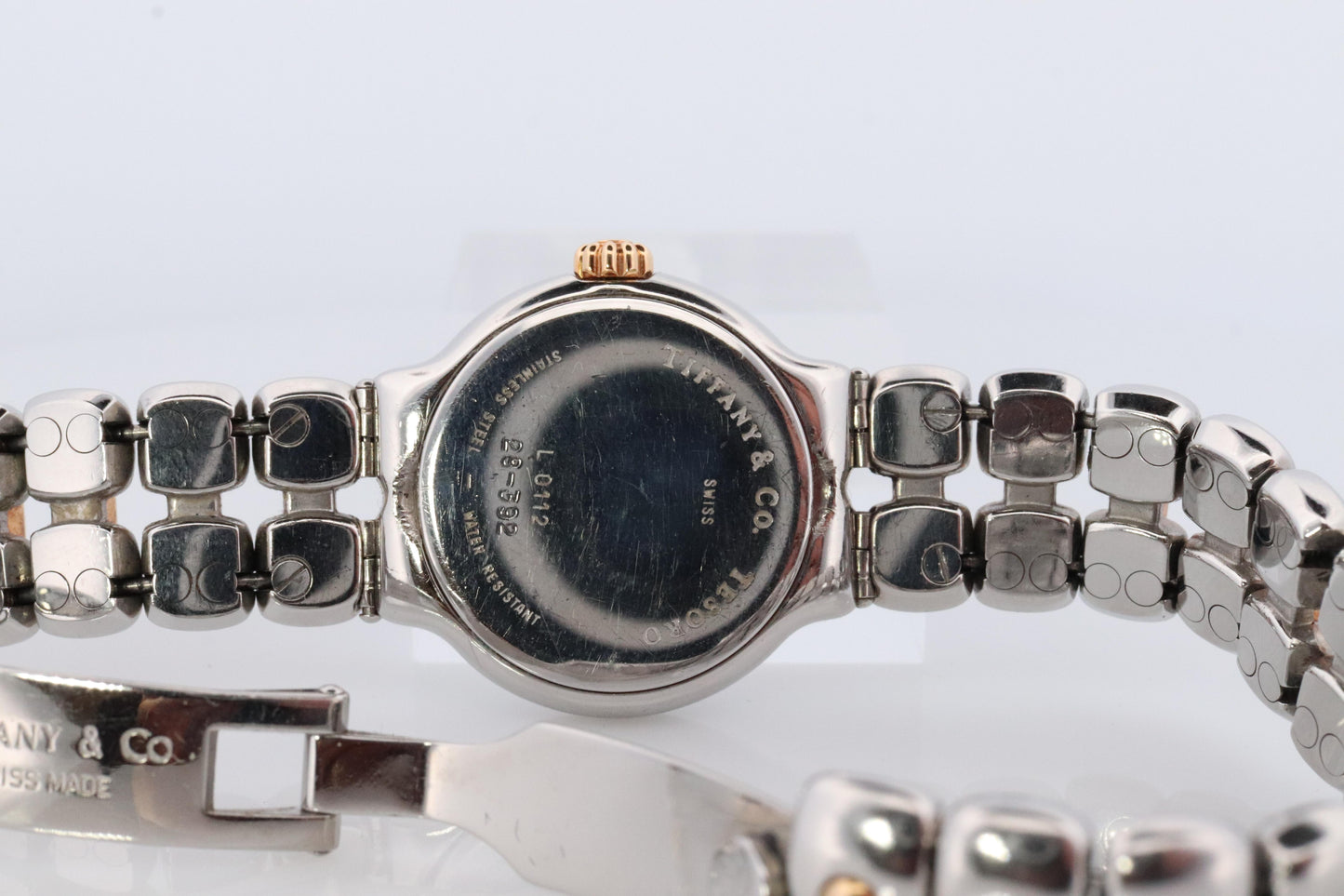 Tiffany and Co Watch. 18k Tiffany Tesoro Stainless Steel Ladies 25mm Wristwatch