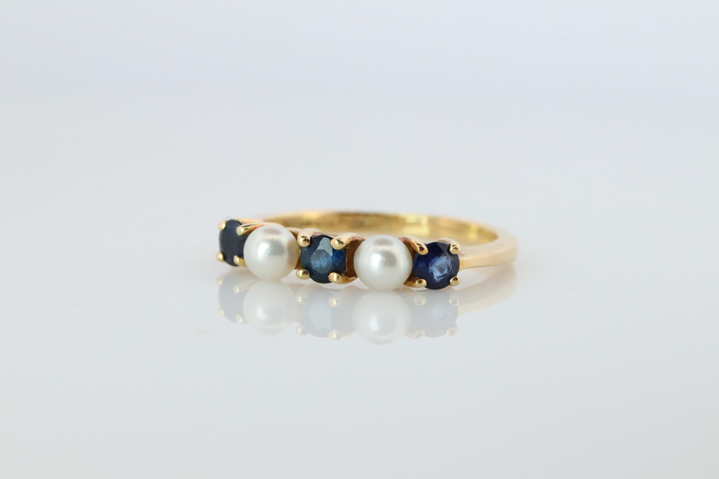 18k Tiffany and Co. Sapphire Pearl Ring. 18k Gold Tiffany Sapphire Eternity band