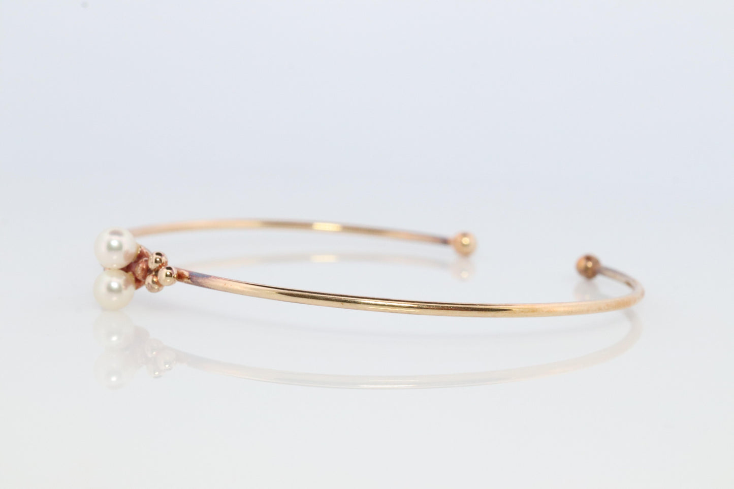 Mikimoto Bangle. Vintage 14k Gold Mikimoto Pearl Bangle Bracelet Dainty.