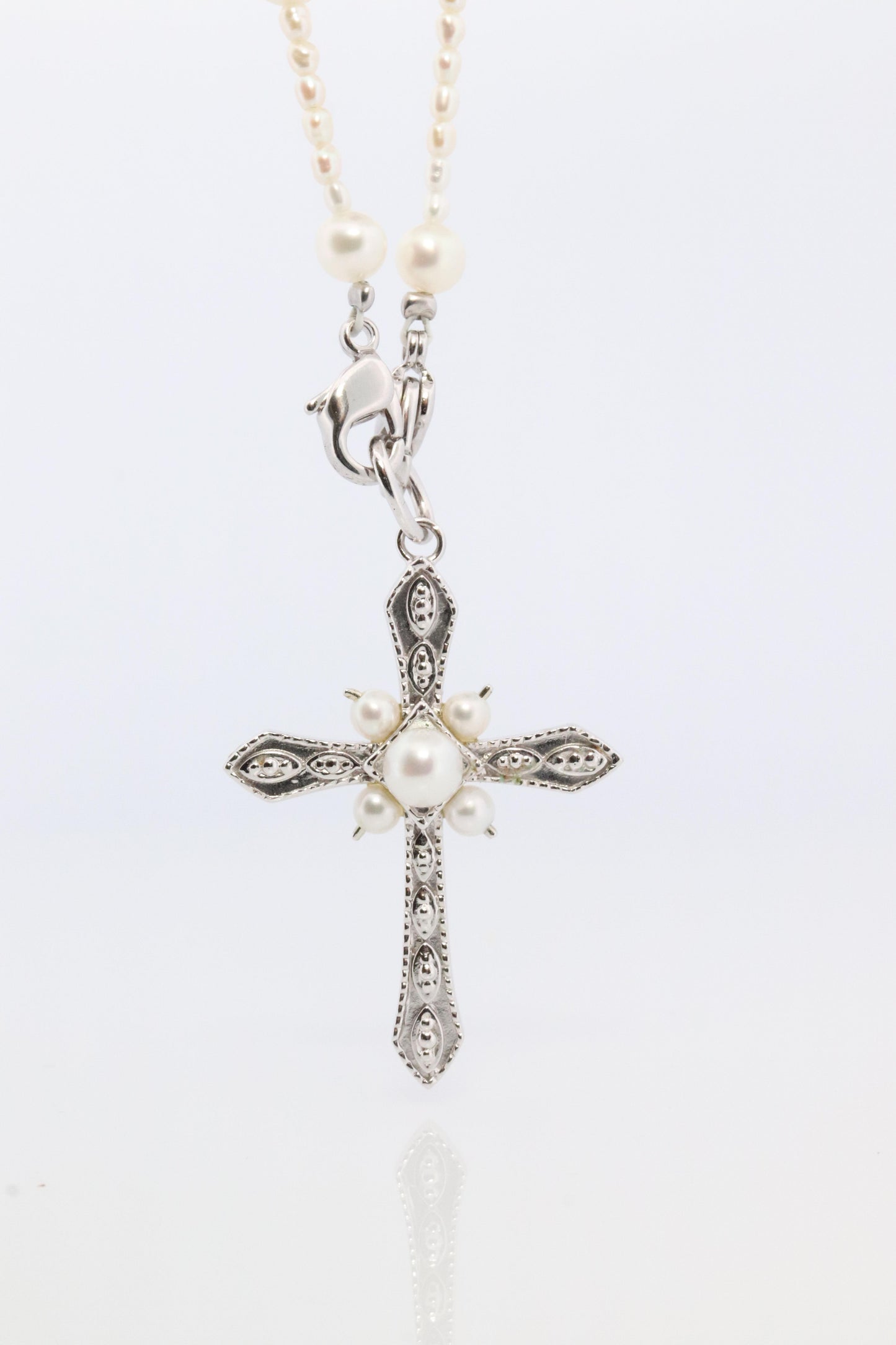 Mikimoto Pendant. Cross Crucifix Sterling Silver Pearl Necklace. Mikimoto Pearls