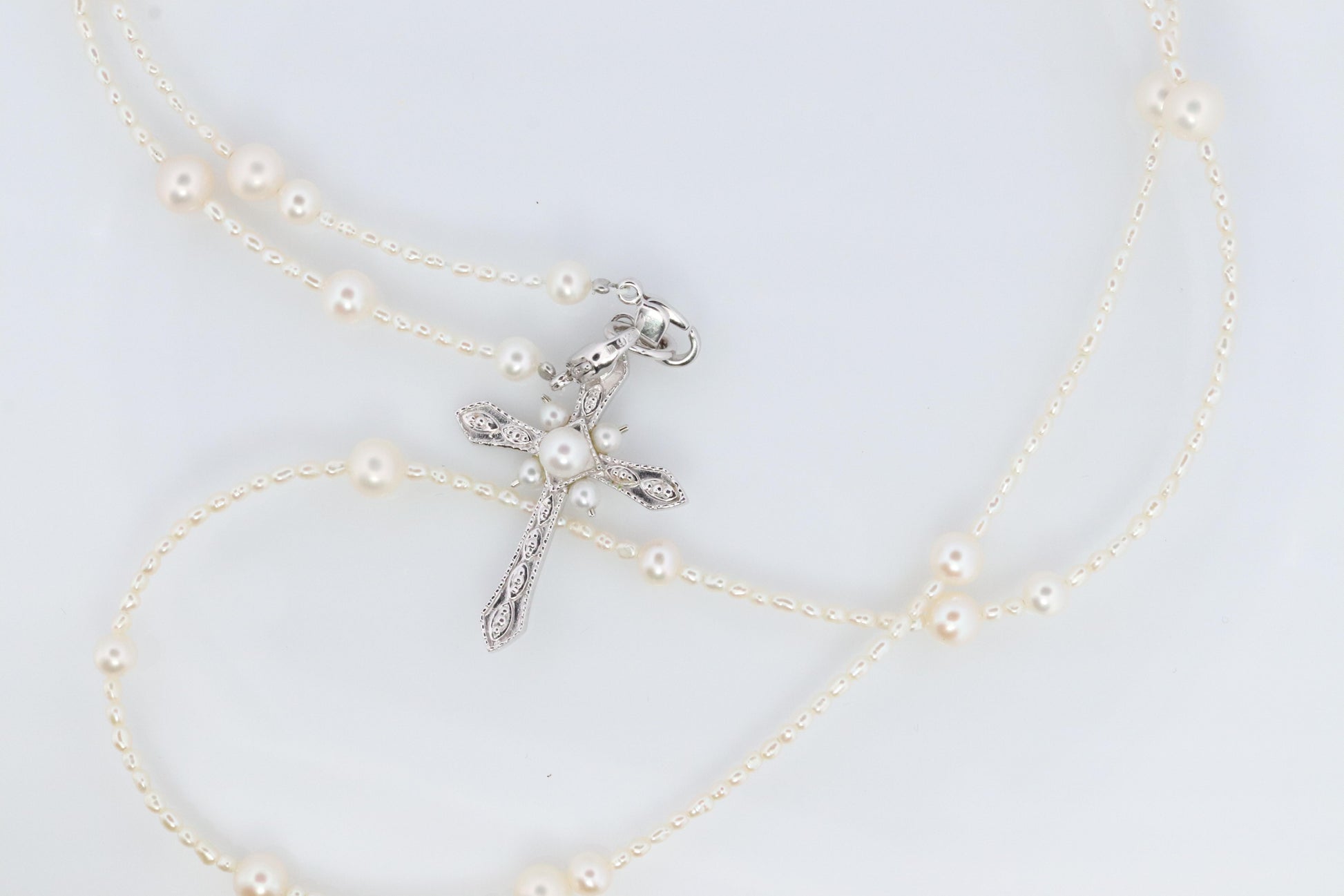 Mikimoto Pendant. Cross Crucifix Sterling Silver Pearl Necklace. Mikimoto Pearls