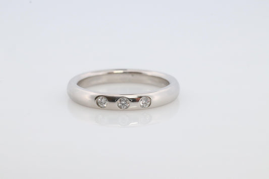 Vintage Tiffany and Co. Three Diamond Eternity Platinum Ring. Tiffany PT950 band