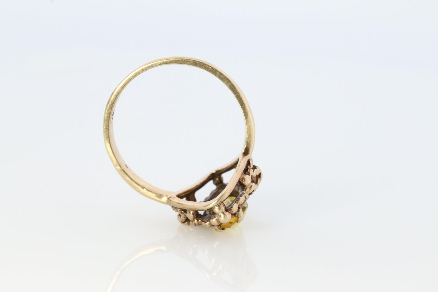 10k Citrine Marquise filigree set Ring. Citrine cocktail statement ring.