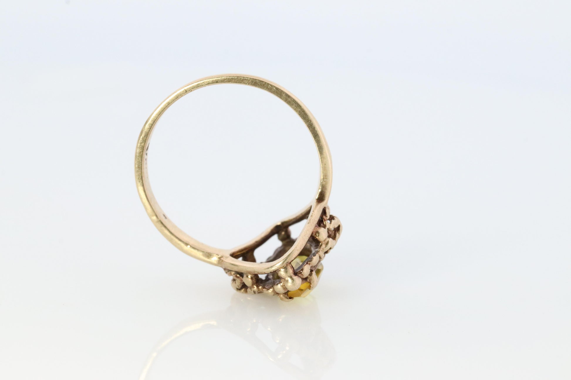 10k Citrine Marquise filigree set Ring. Citrine cocktail statement ring.