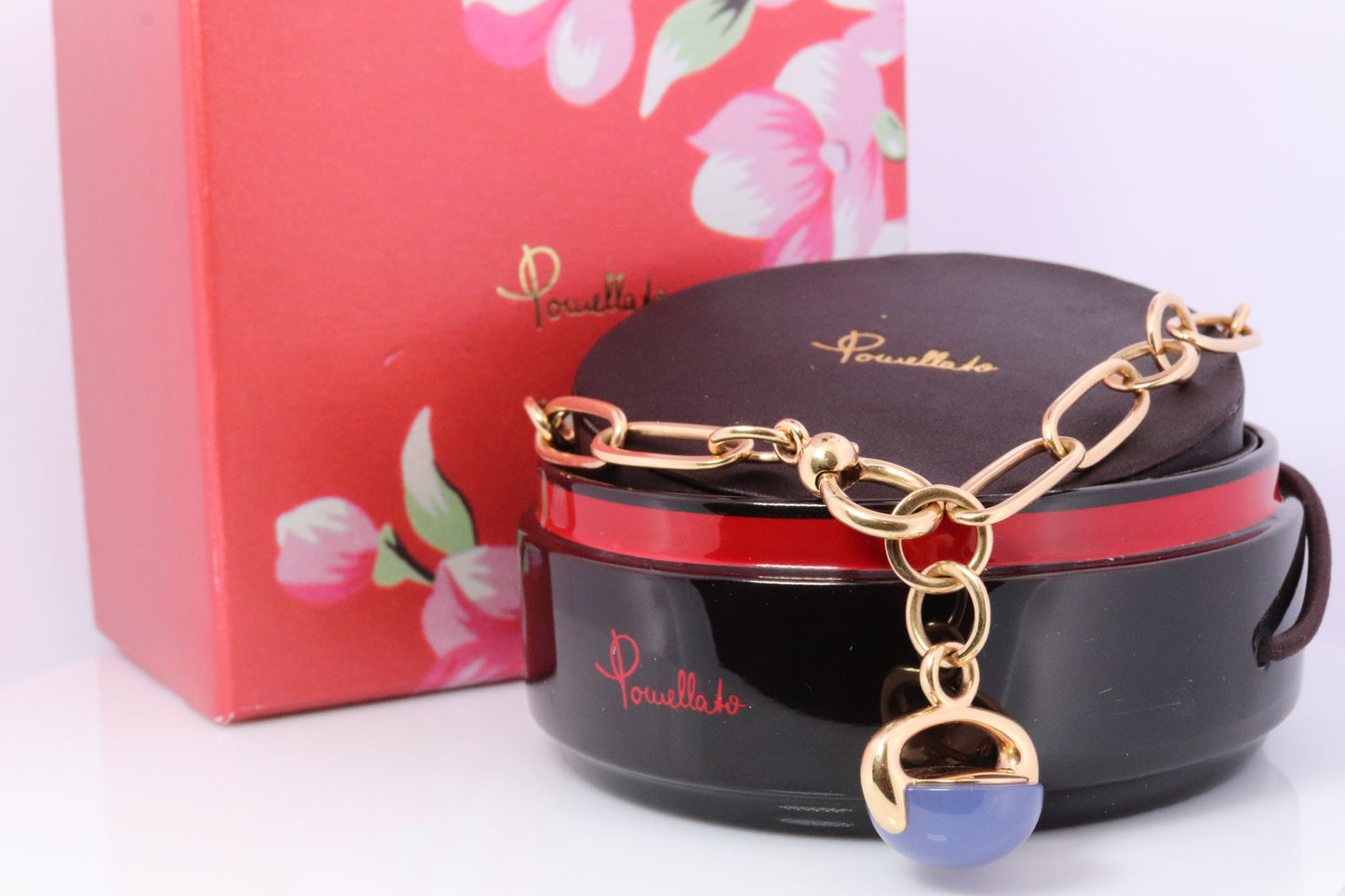 18-karätige POMELATTO-Halskette. LUNA-Kollektion aus 18-karätigem Roségold mit Pomellato-Chalcedon. Halskette mit Chalcedinio-Anhänger.