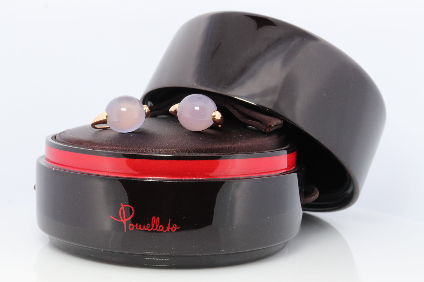 18-karätige POMELATTO-Ohrringe. LUNA-Kollektion aus 18-karätigem Roségold mit Pomellato-Chalcedon. Ohrhänger aus Chalcedinio. M(10-06)