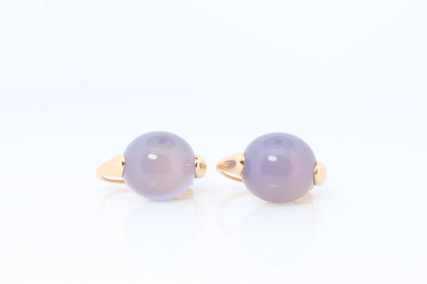 18-karätige POMELATTO-Ohrringe. LUNA-Kollektion aus 18-karätigem Roségold mit Pomellato-Chalcedon. Ohrhänger aus Chalcedinio. M(10-06)