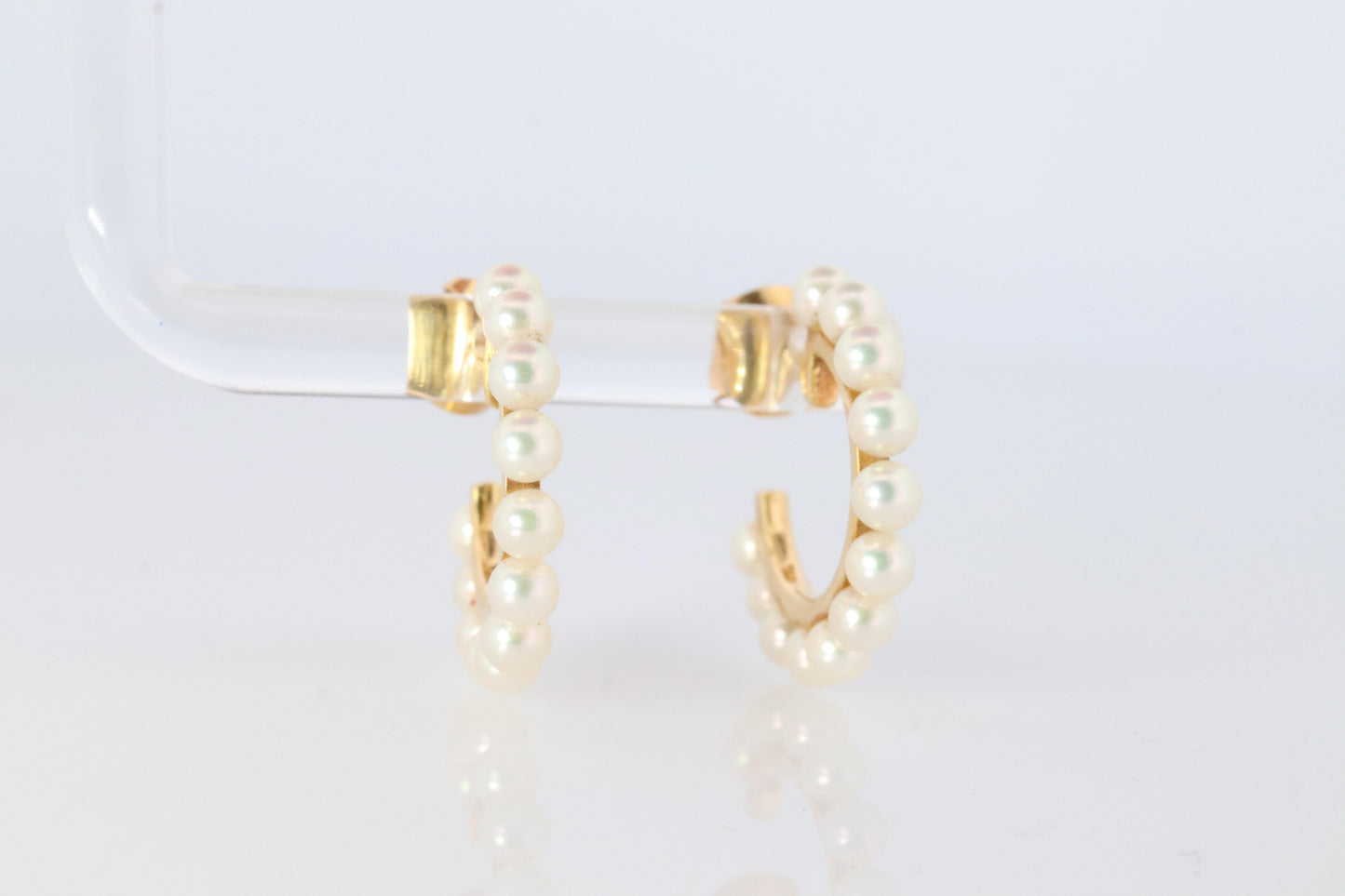 Mikimoto Earrings. Vintage 18k Gold Mikimoto Pearl Hoops. Pearl Cluster