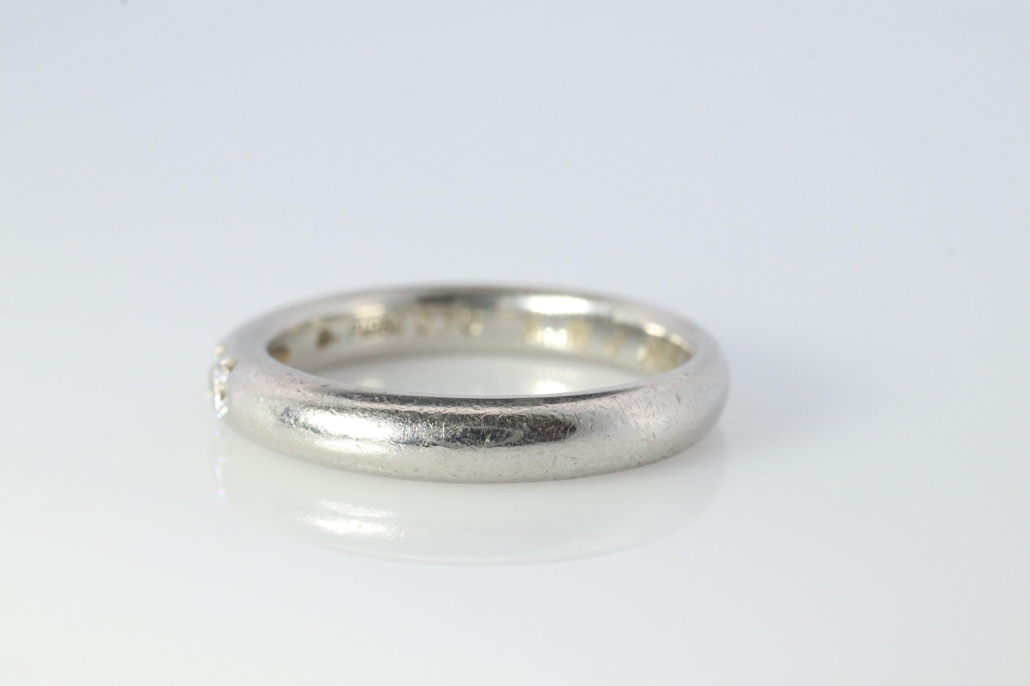 Mikimoto Ring. Vintage Platinum Mikimoto Diamond Bezel set band. Mikimoto PT950