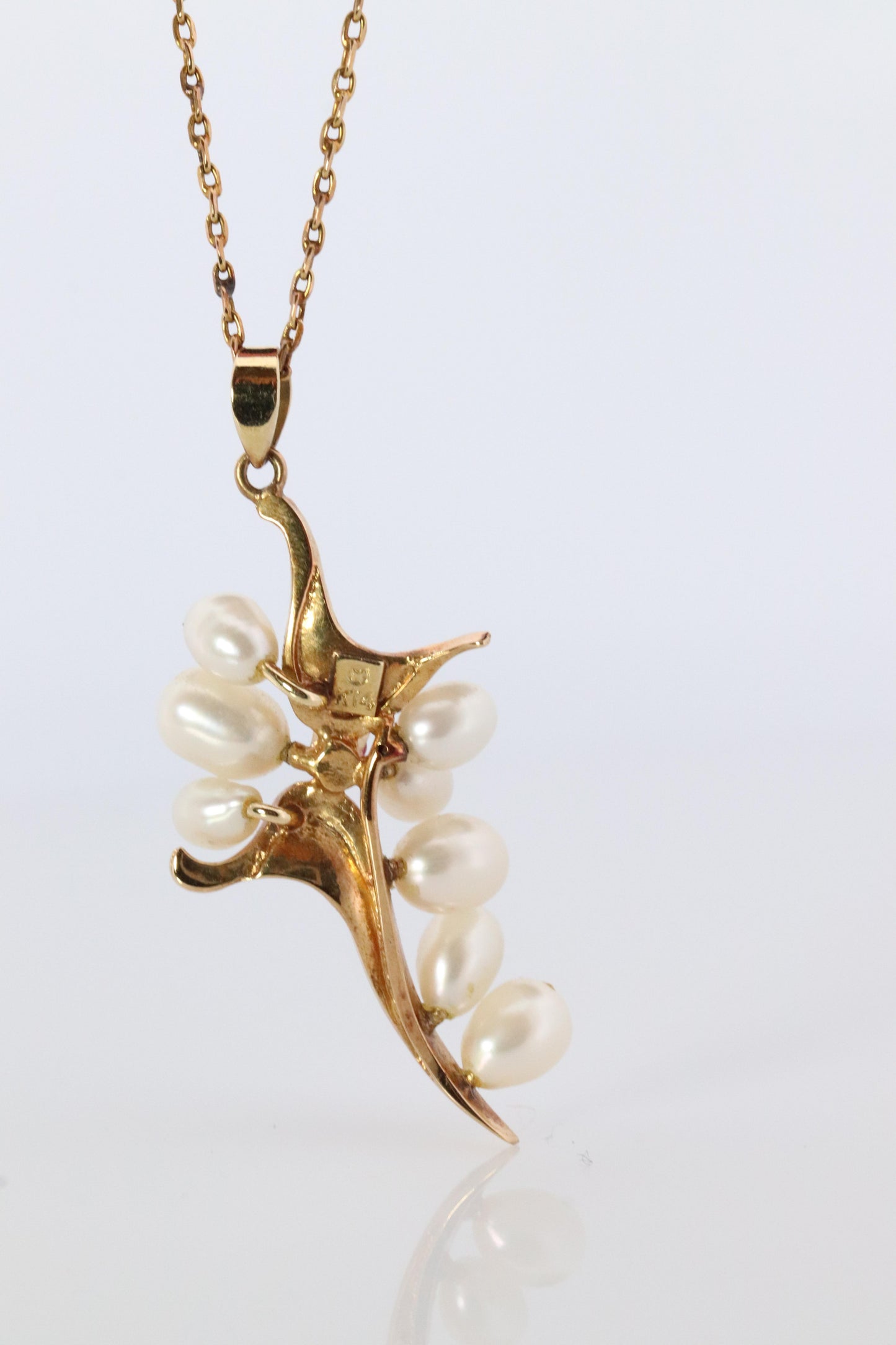 Mikimoto Pendant. 14k Yellow Gold Mikimoto Pearl Ruby Cross Crucifix Necklace.