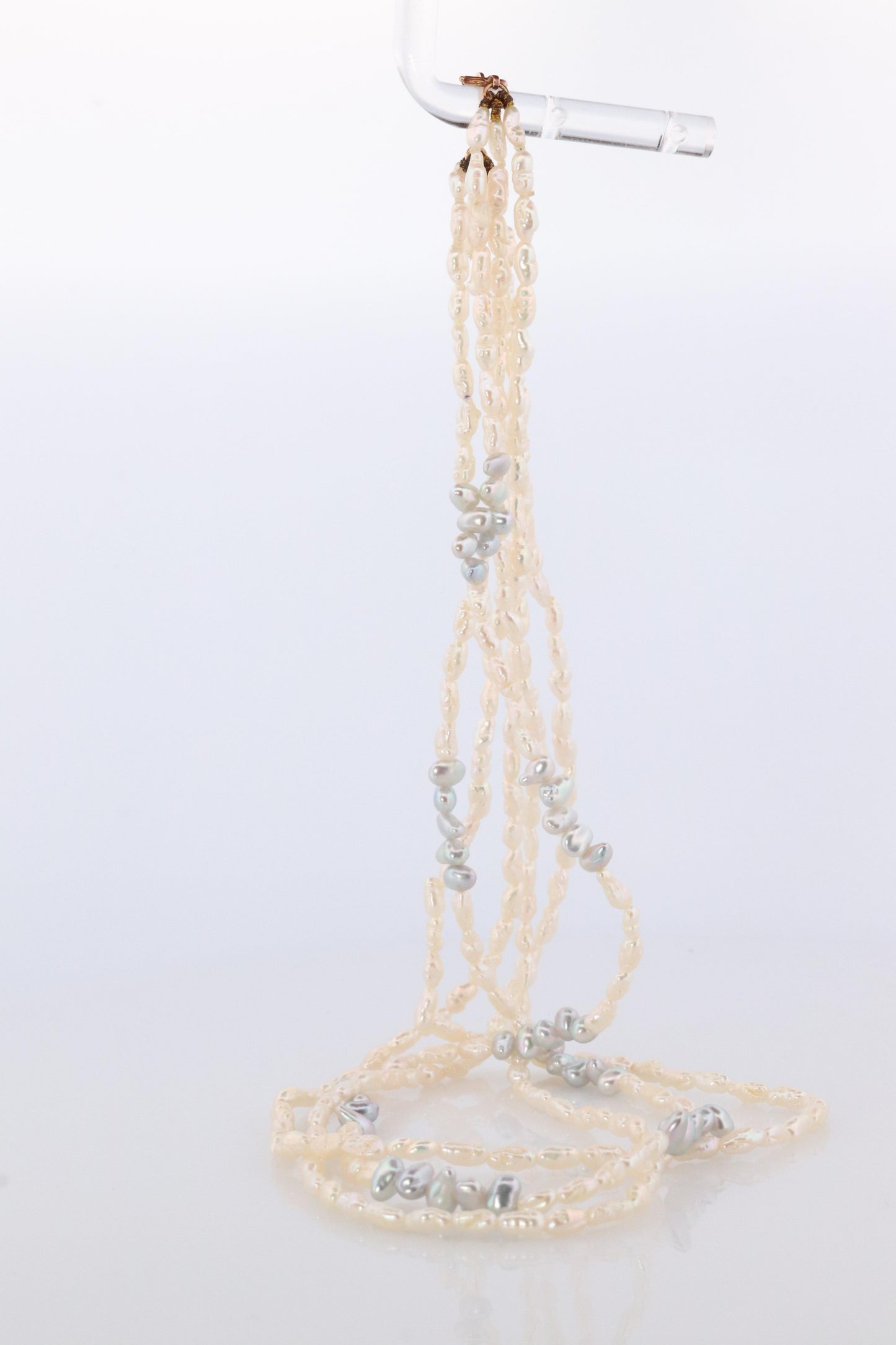 MIKIMOTO 18k Gold Pearl Necklace. Rice Pearls Multi Strand Necklace.