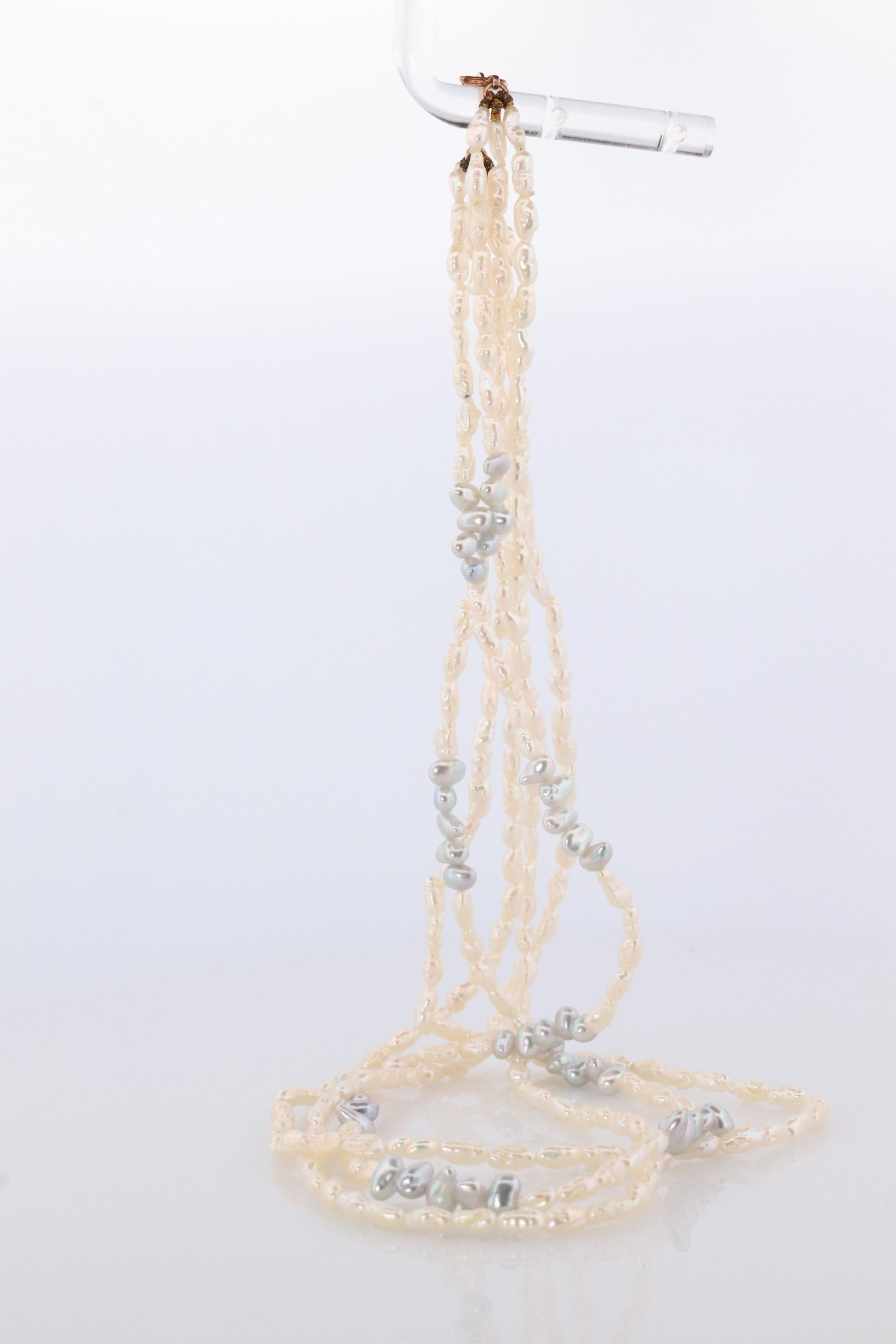 MIKIMOTO 18k Gold Pearl Necklace. Rice Pearls Multi Strand Necklace.
