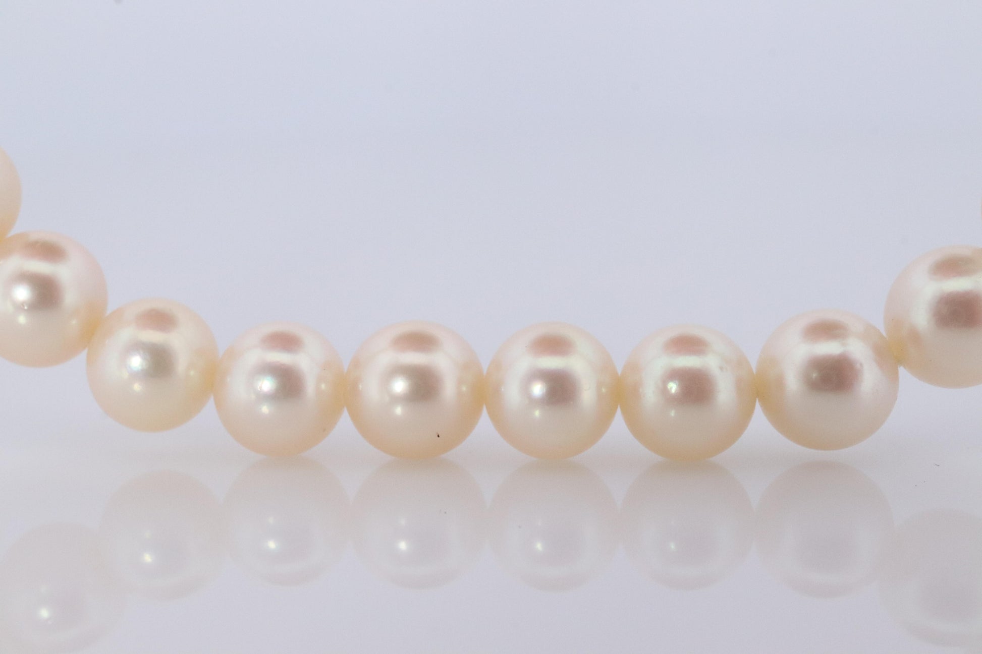 TASAKI 14k White Gold Pearl Necklace. 7mm Pearls Necklace. Japanese Pearls.