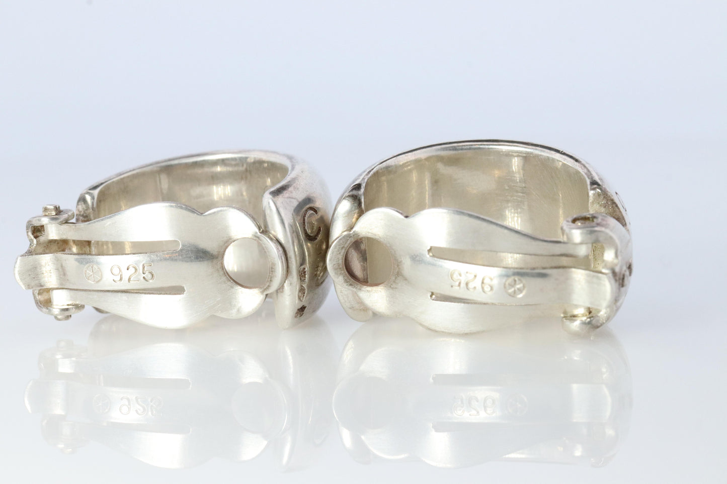 Chanel Earrings. Genuine CHANEL Hoop Logo Letters Sterling Silver 925