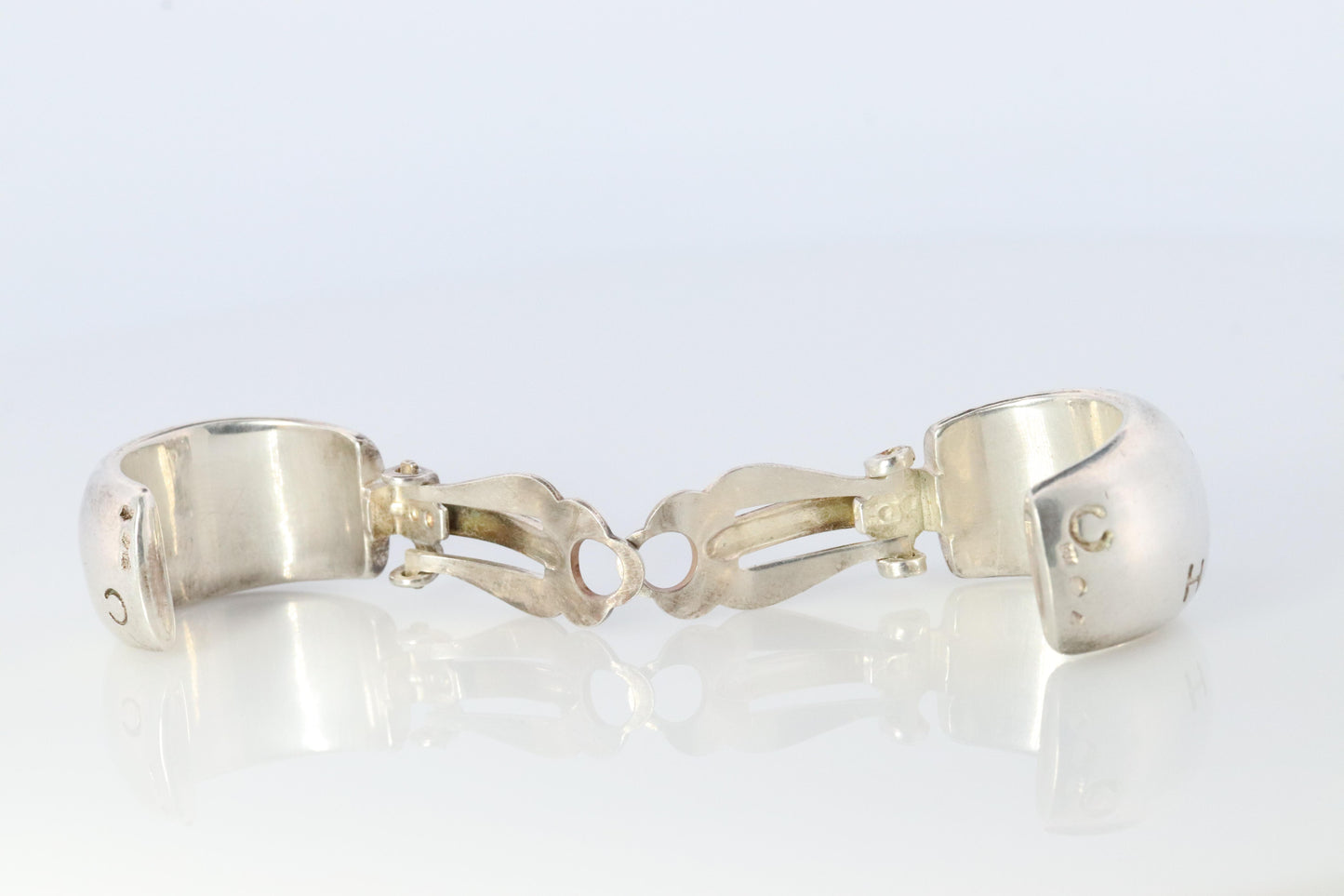 Chanel Earrings. Genuine CHANEL Hoop Logo Letters Sterling Silver 925