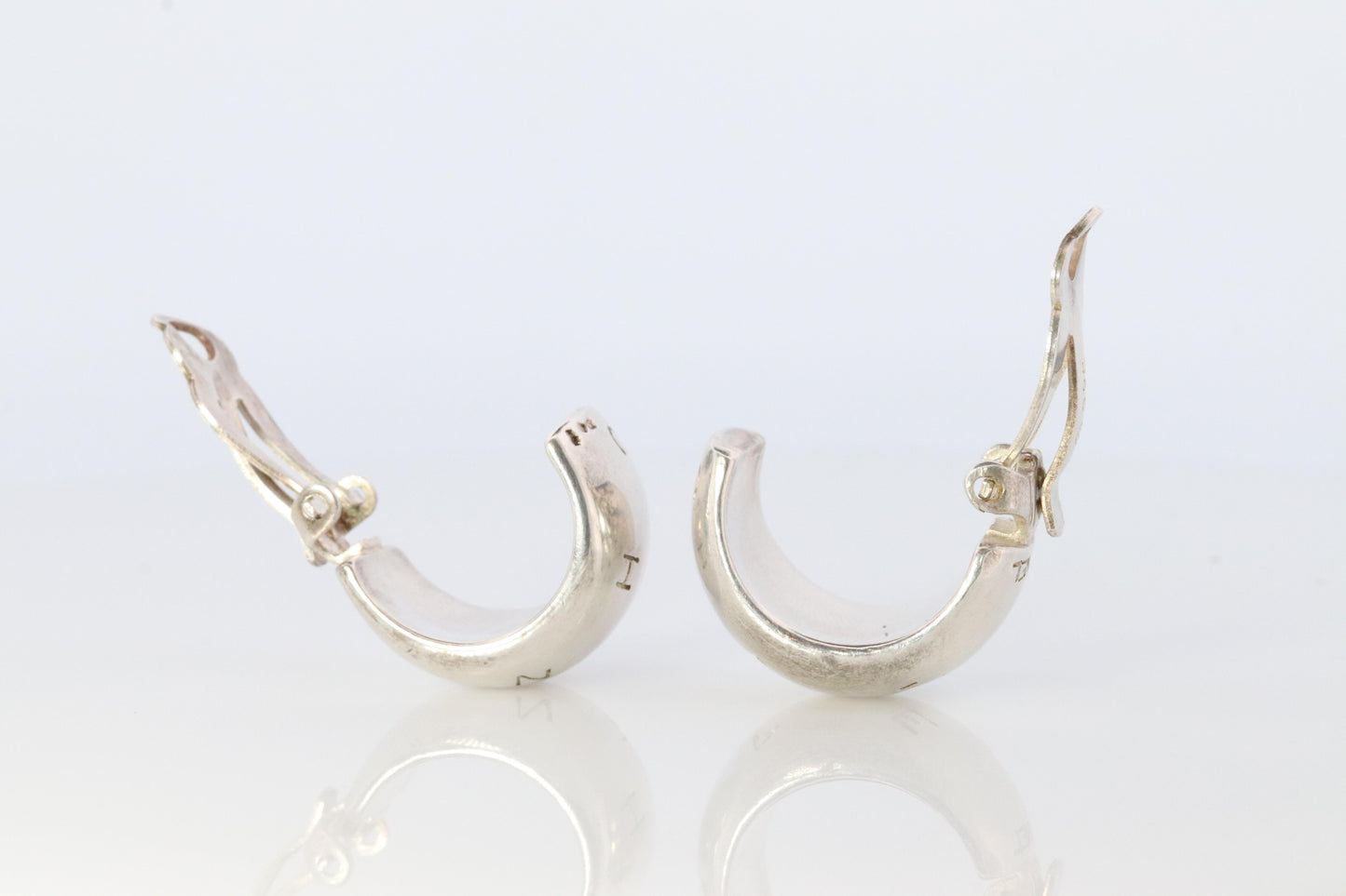 Chanel Earrings. Genuine CHANEL Hoop Logo Letters Sterling Silver 925