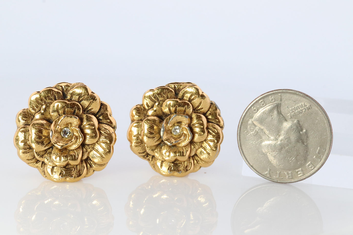 Chanel Earrings. Genuine CHANEL Enamel Camelia Flower Bloom Clip on earrings.