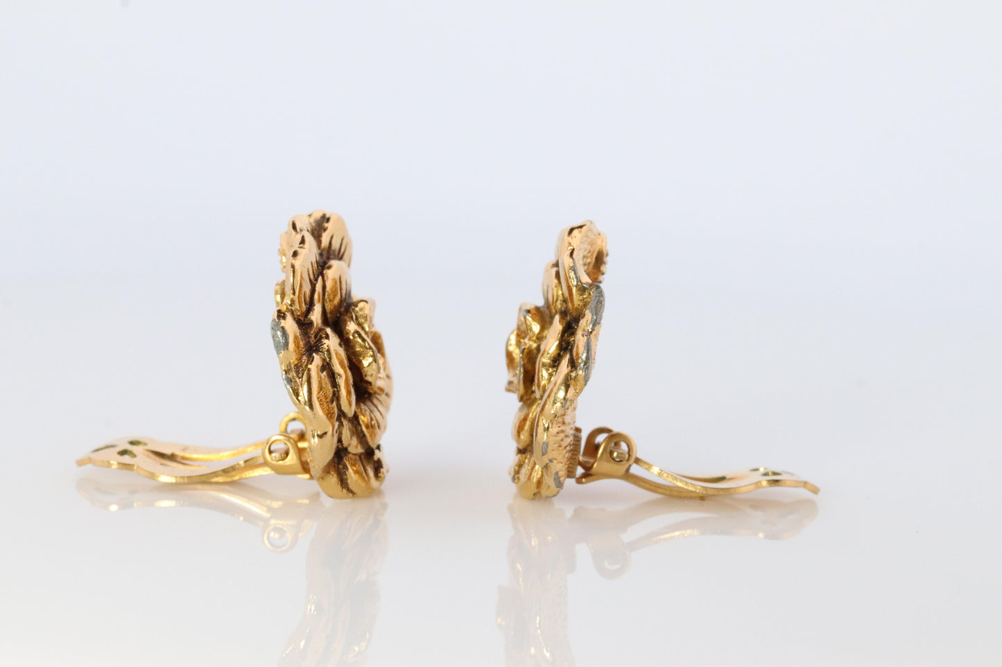 Chanel Earrings. Genuine CHANEL Enamel Camelia Flower Bloom Clip on earrings.