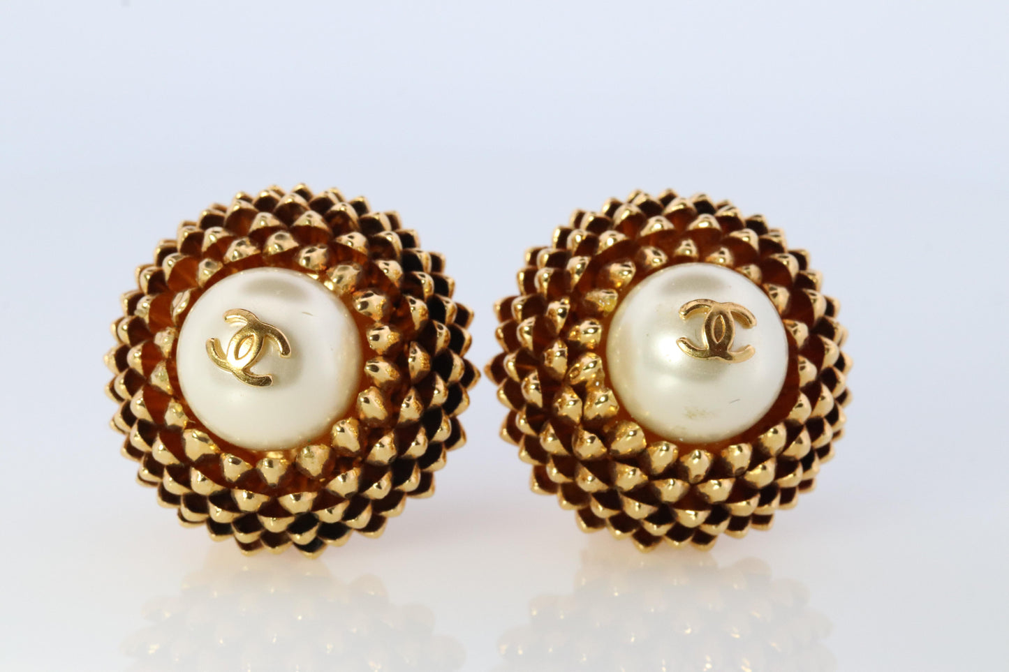 Chanel Earrings. Genuine CHANEL Mabe Pearl Pine Cone Clip on earrings.
