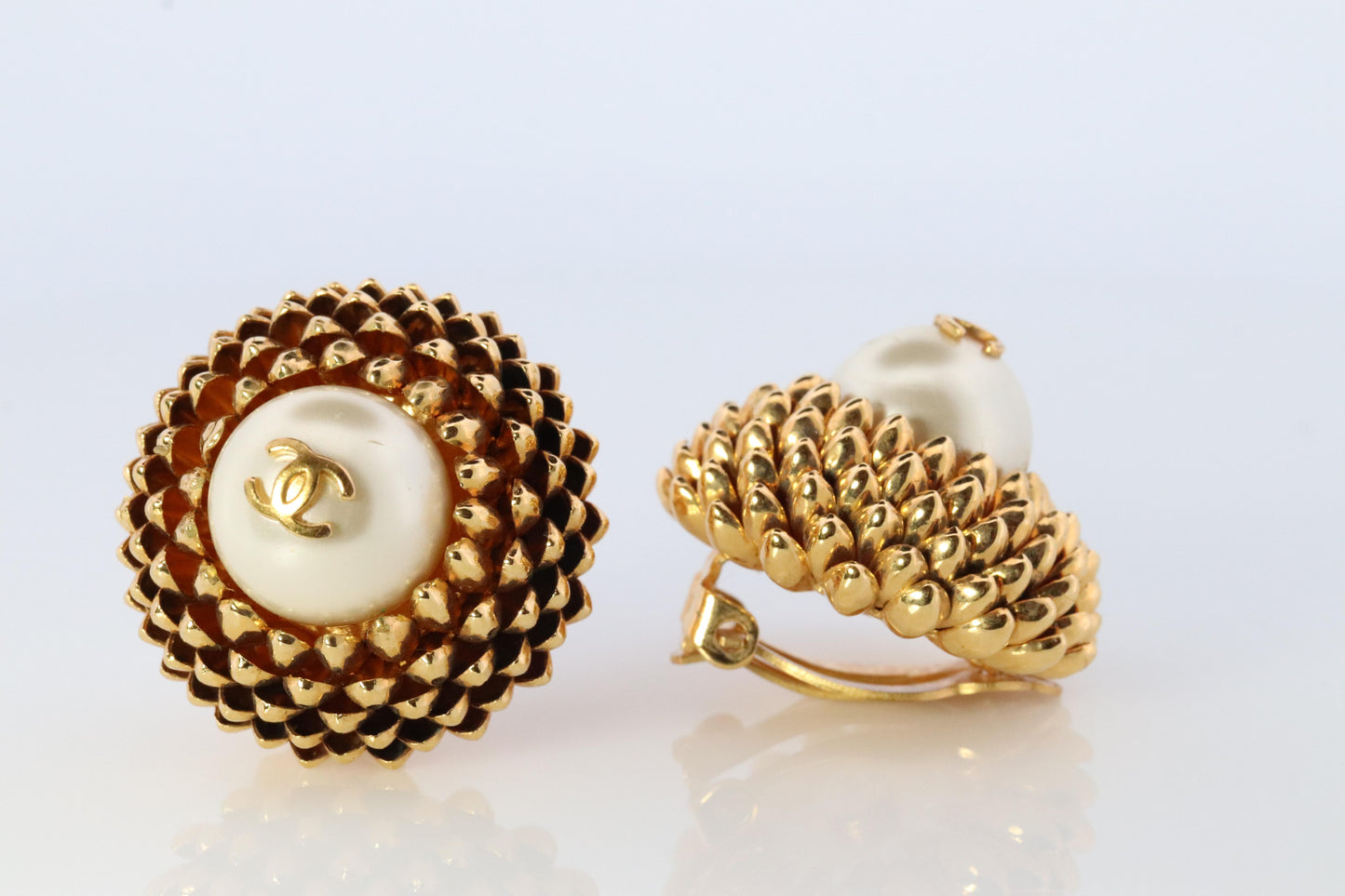 Chanel Earrings. Genuine CHANEL Mabe Pearl Pine Cone Clip on earrings.