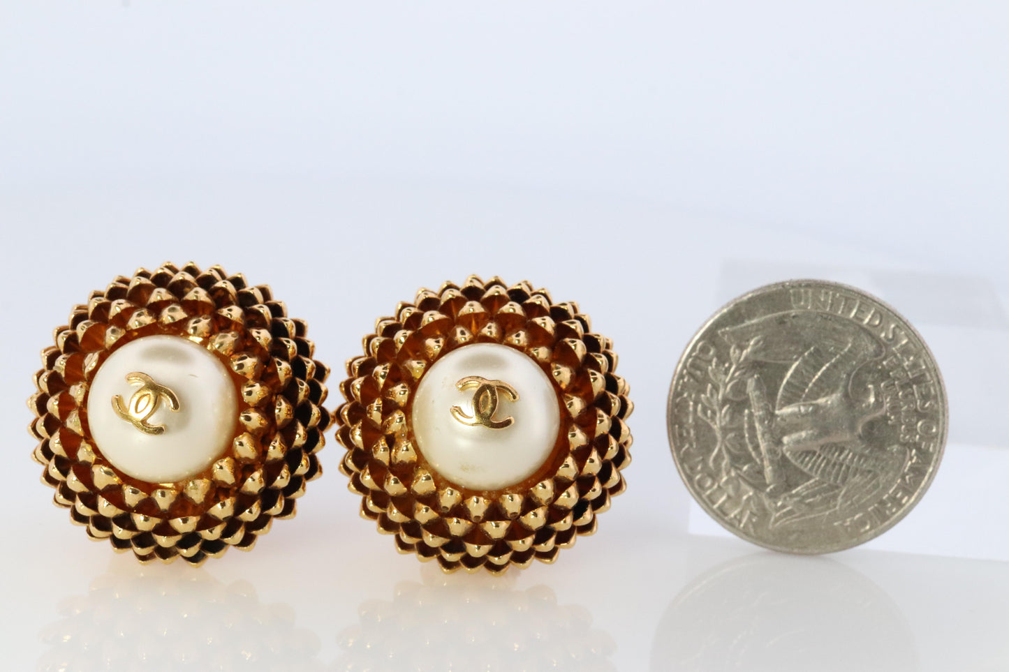 Chanel Earrings. Genuine CHANEL Mabe Pearl Pine Cone Clip on earrings.