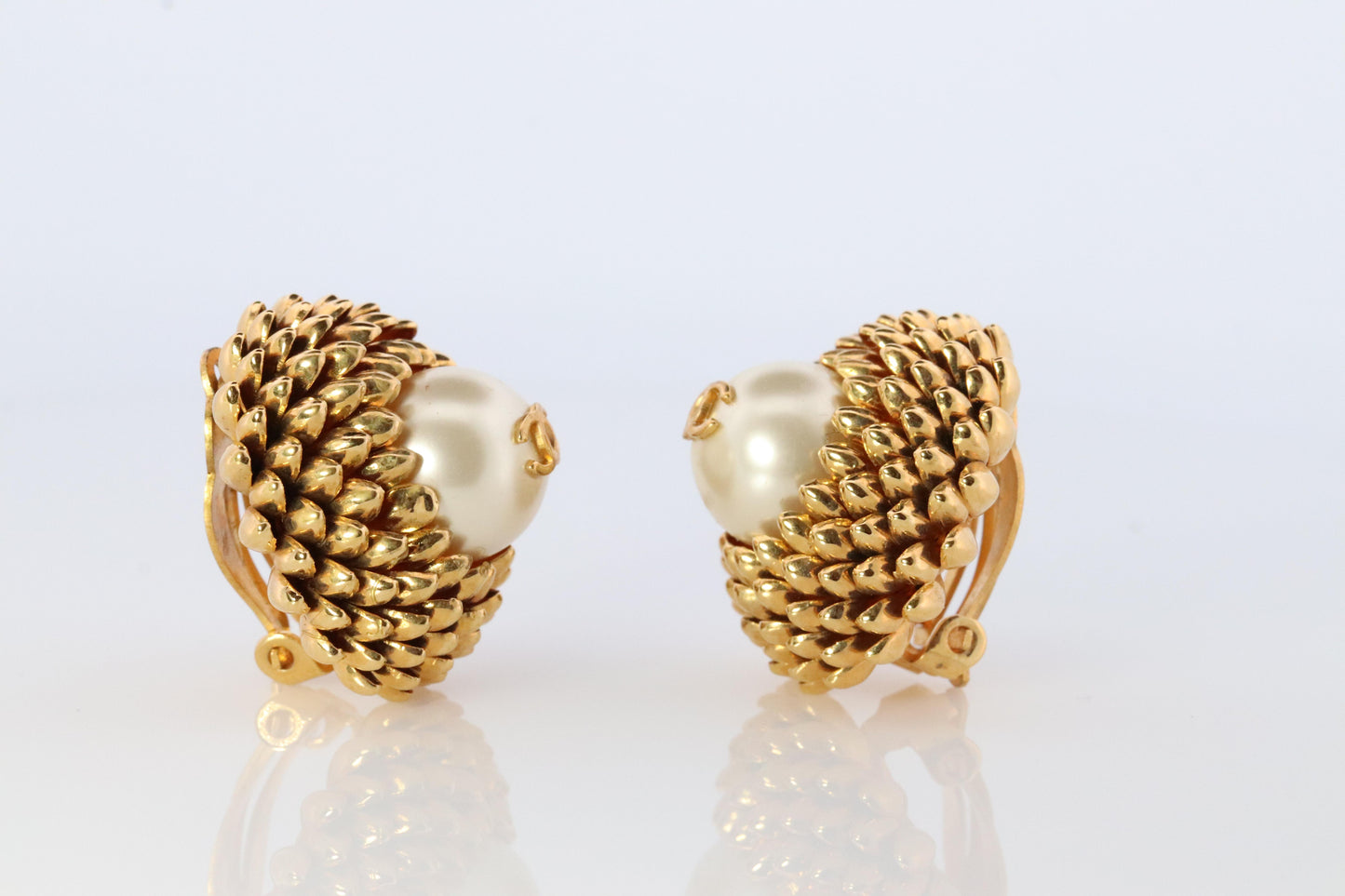 Chanel Earrings. Genuine CHANEL Mabe Pearl Pine Cone Clip on earrings.