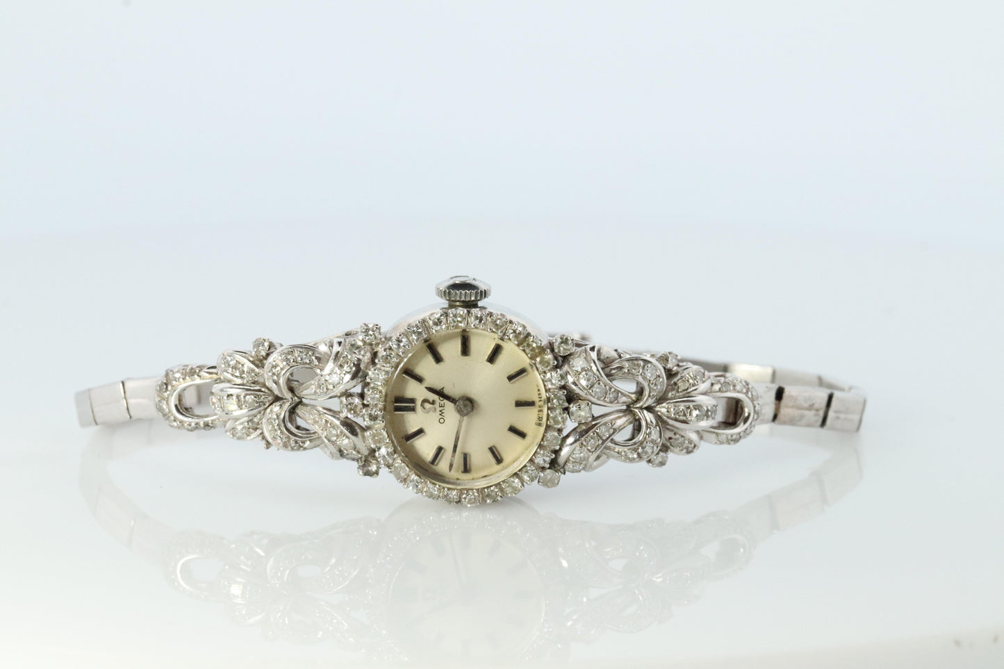 Omega watch. Omega Platinum and 18k Gold Diamond Vintage Ladies wristwatch