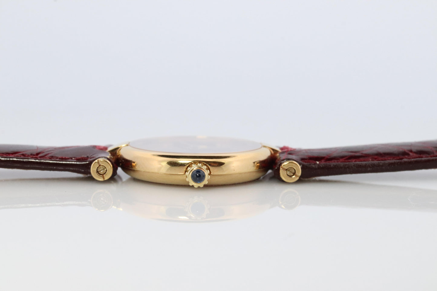 Genuine Cartier Watch. Must de Cartier Vendome Round Argent Vermeil Red Face