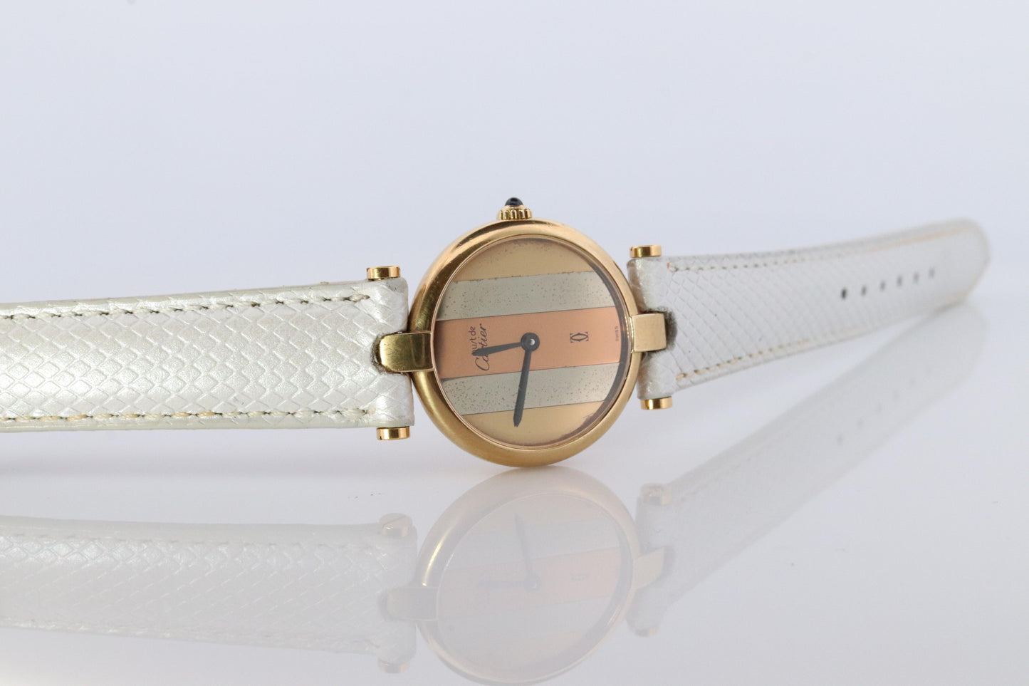 Cartier Watch Must de Cartier Vendome Round Argent Vermeil Trinity Tricolor Face