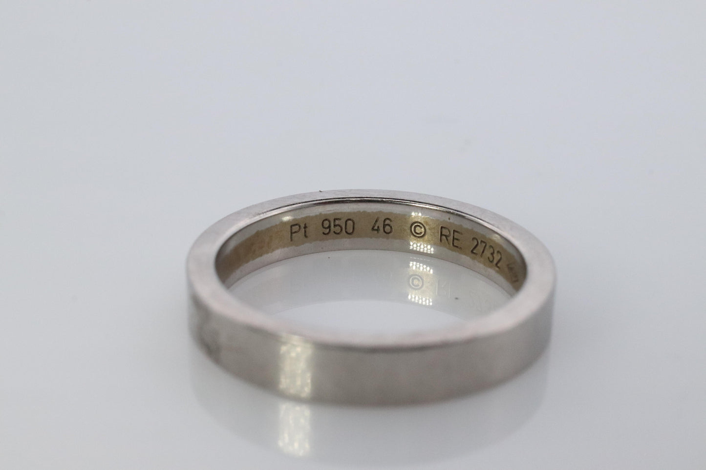 CARTIER Platinum Ring. Cartier Diamond Signature Bezel 3mm Band.