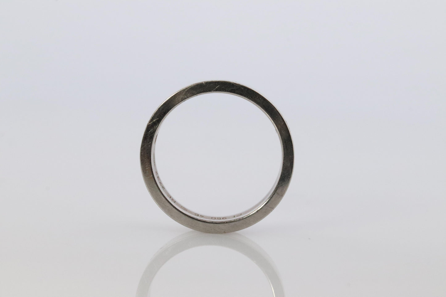 CARTIER Platinum Ring. Cartier Diamond Signature Bezel 3mm Band.