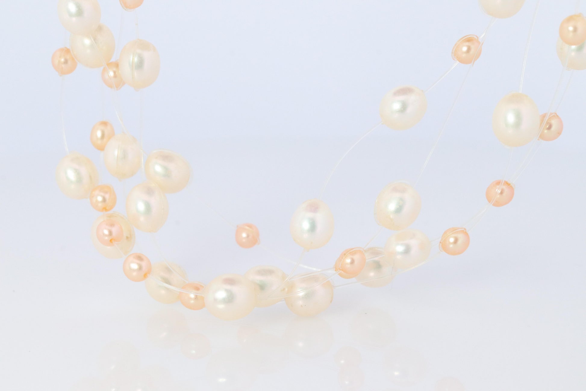 Tasaki Necklace. 18k Tasaki Invisible Pearl Multi Strand Necklace