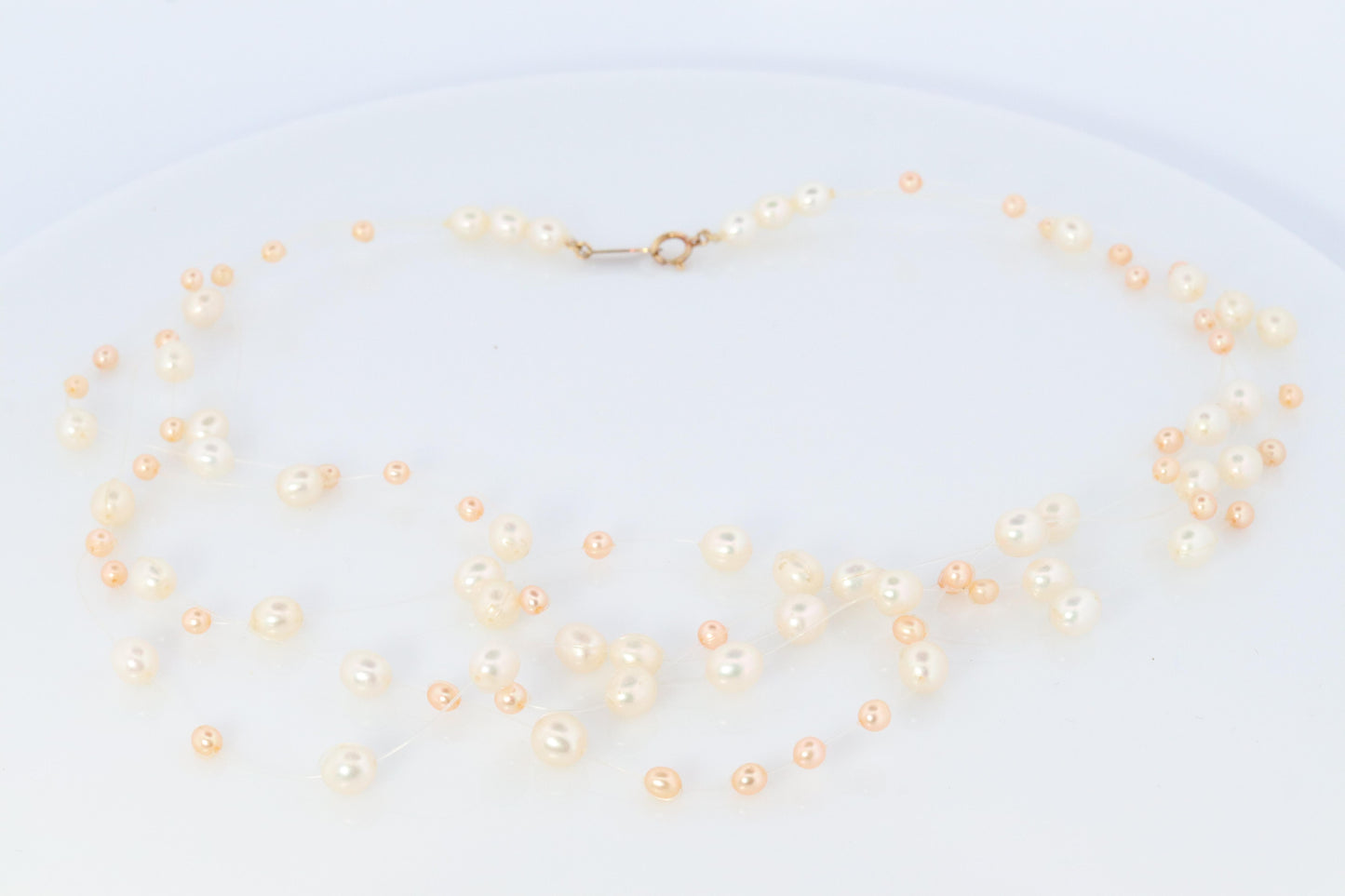 Tasaki Necklace. 18k Tasaki Invisible Pearl Multi Strand Necklace